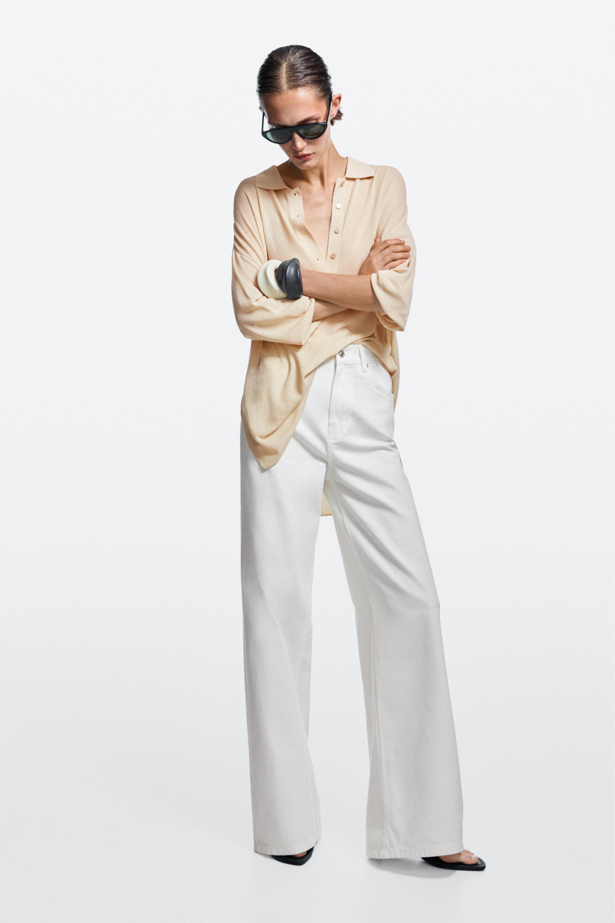 High-waist wide-leg jeans — Off white
