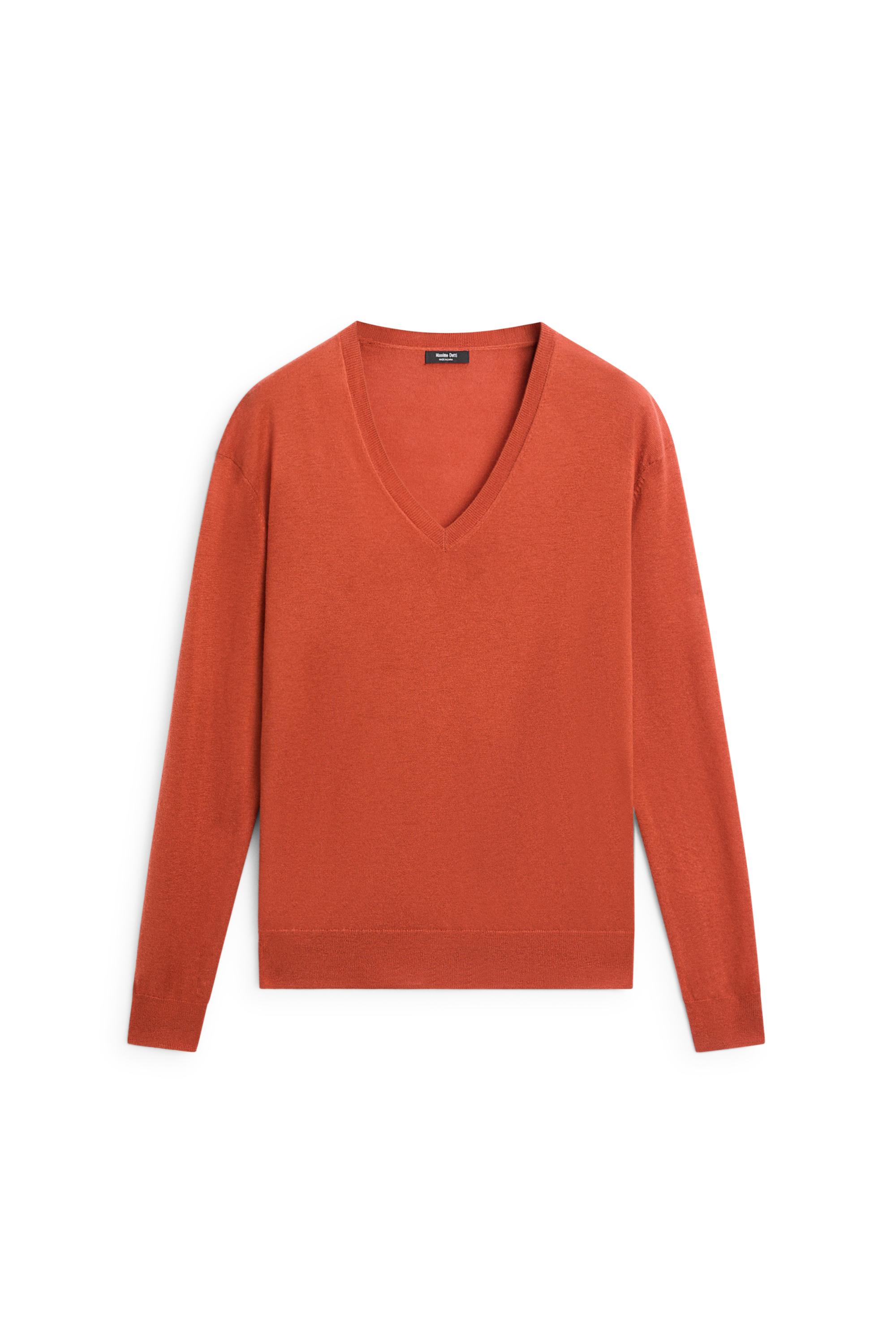 V-neck knit sweater — BURNT ORANGE