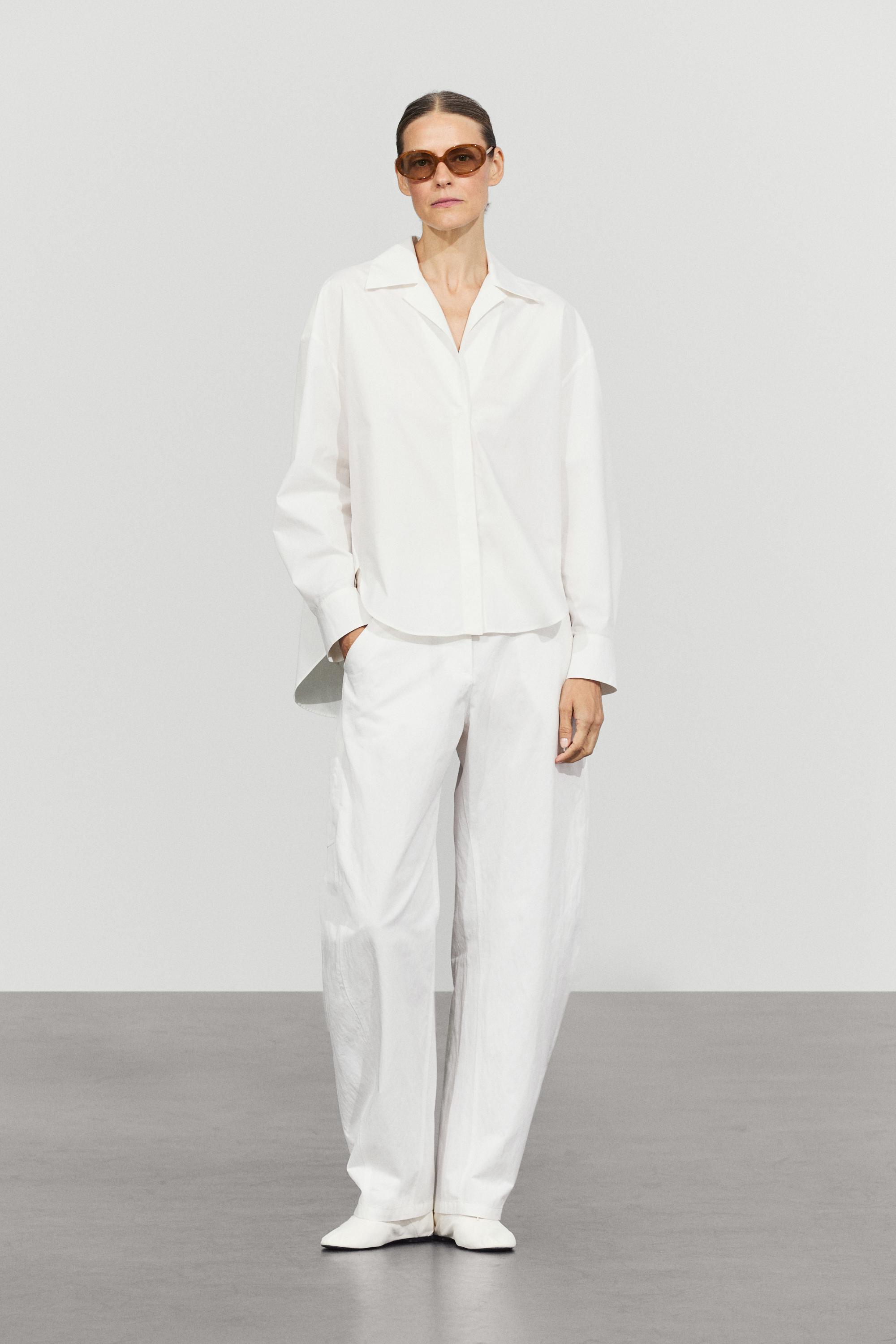 Poplin shirt with seam details — WHITE