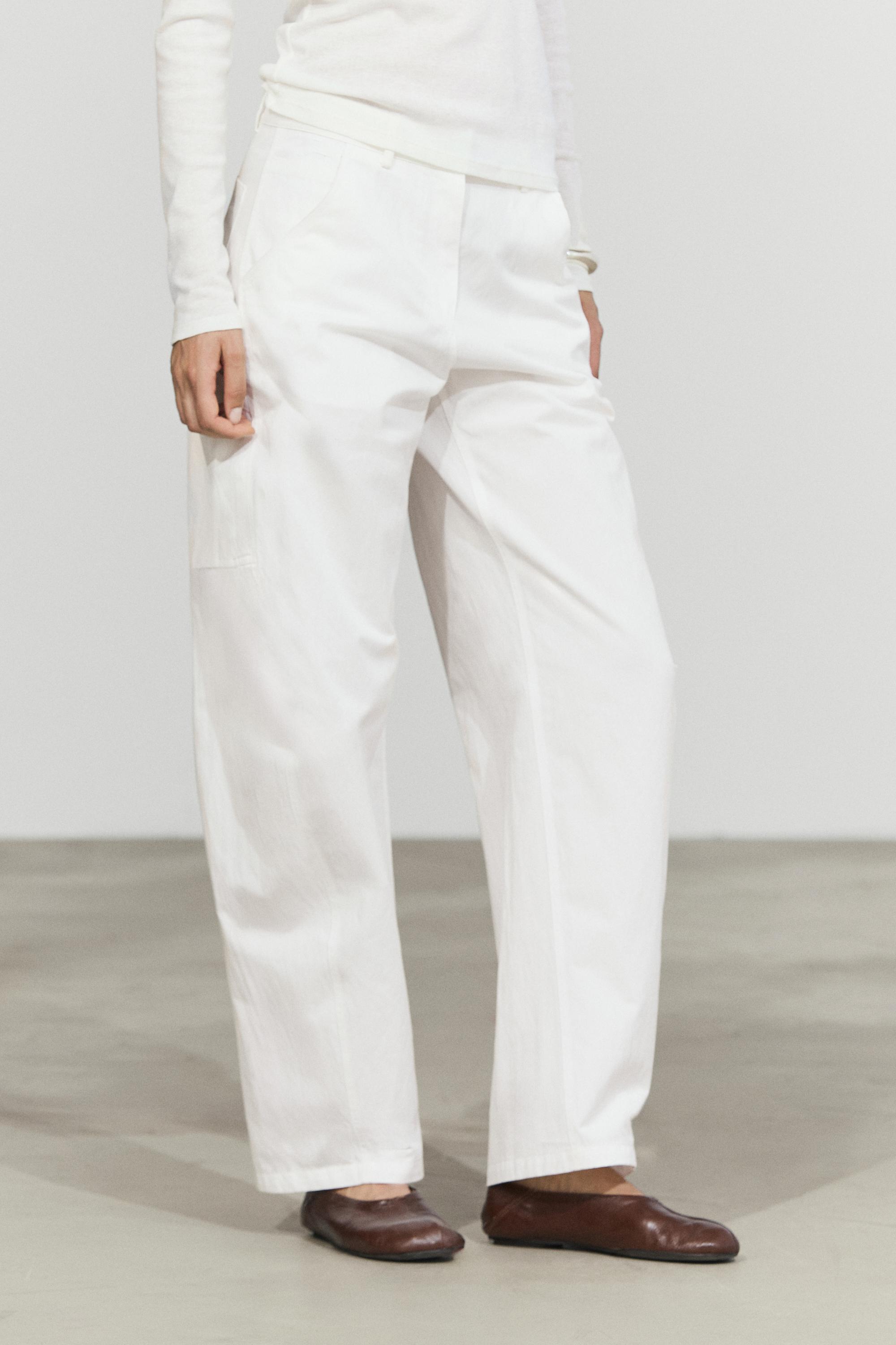 Cotton cargo pants — WHITE