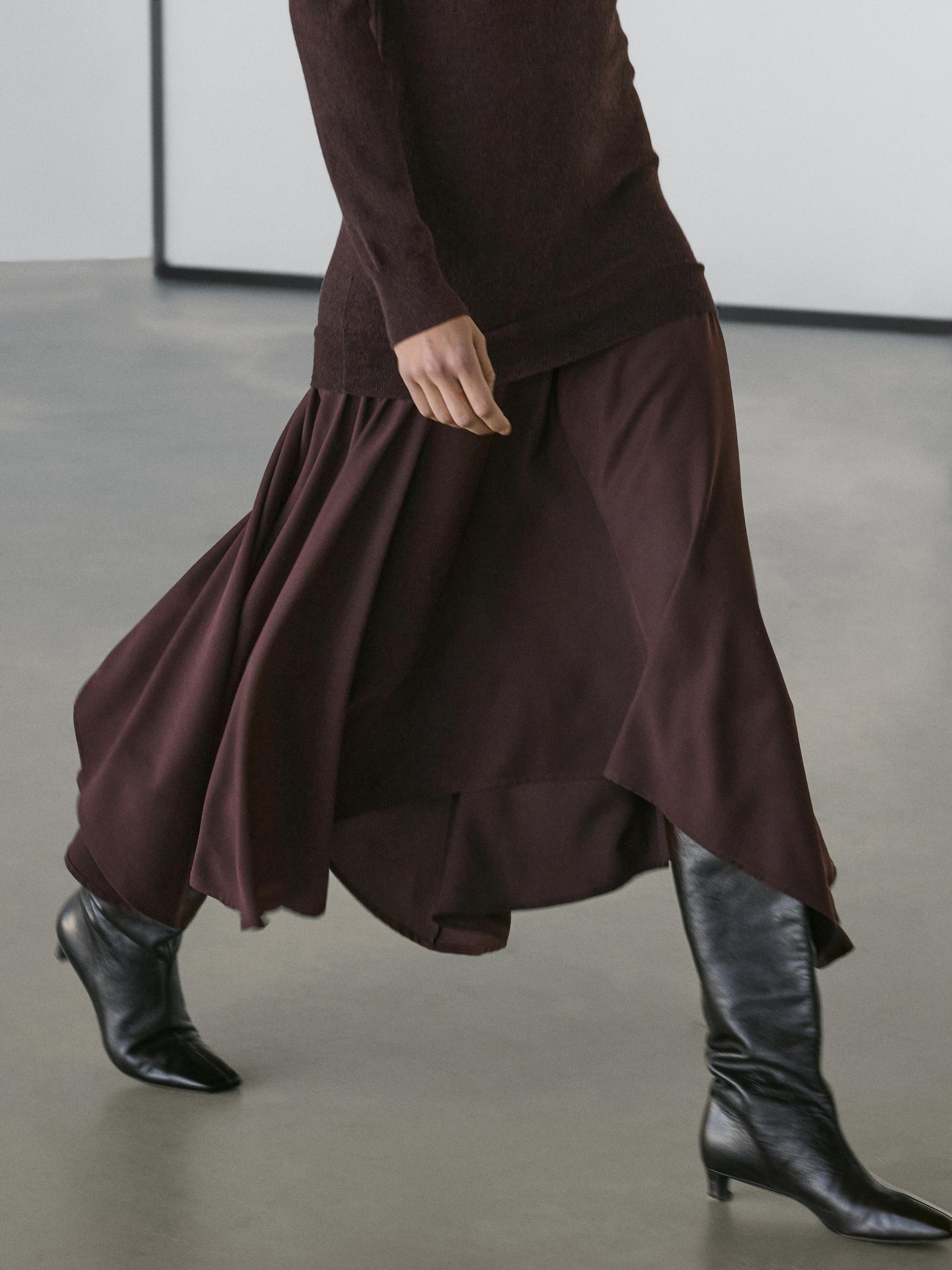 Haljina od mješavine vune s kombiniranim detaljem