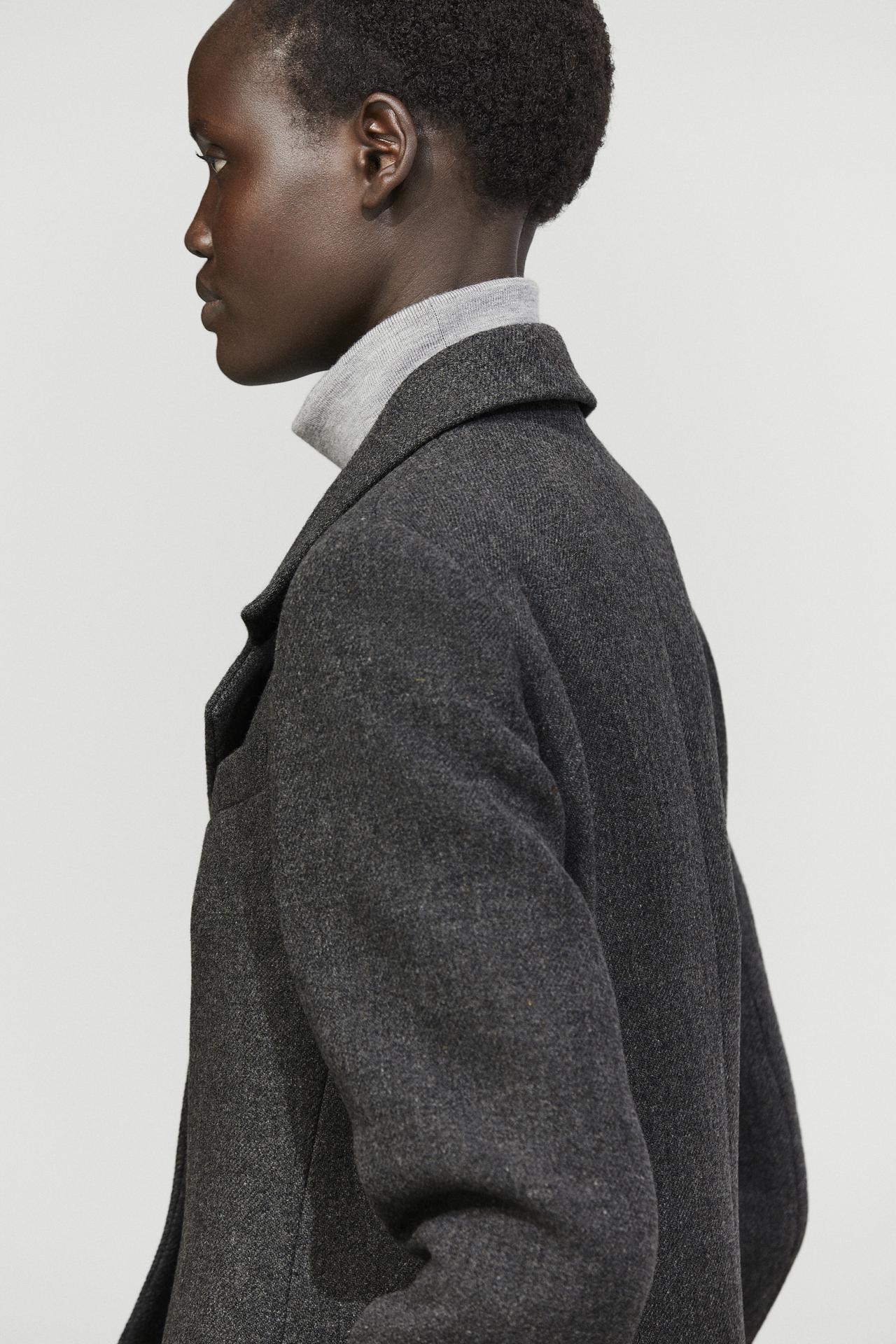 Wool-blend bouclé coat with loop-yarn detail — DARK GREY