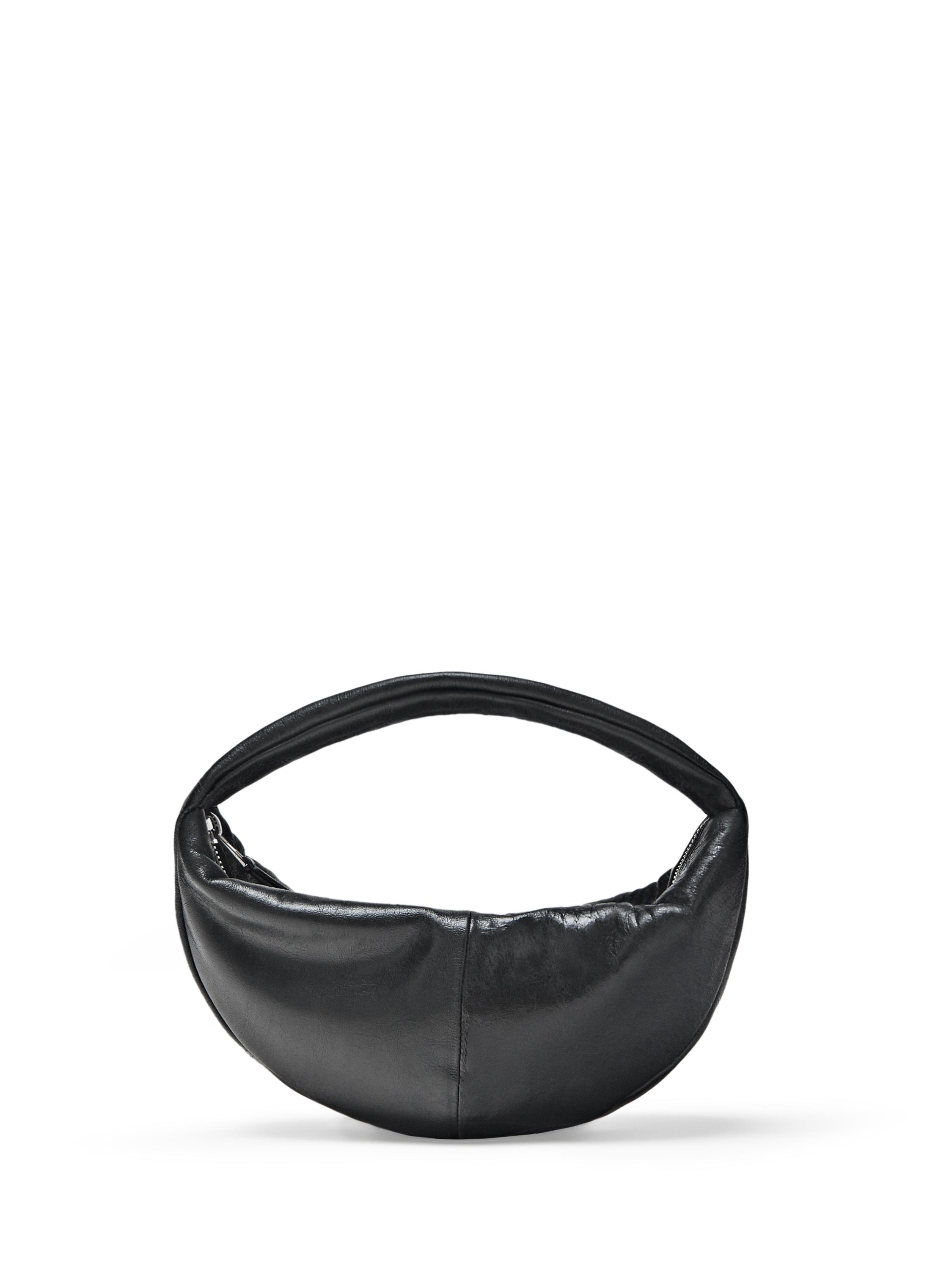 Mini nappa leather half-moon bag — BLACK