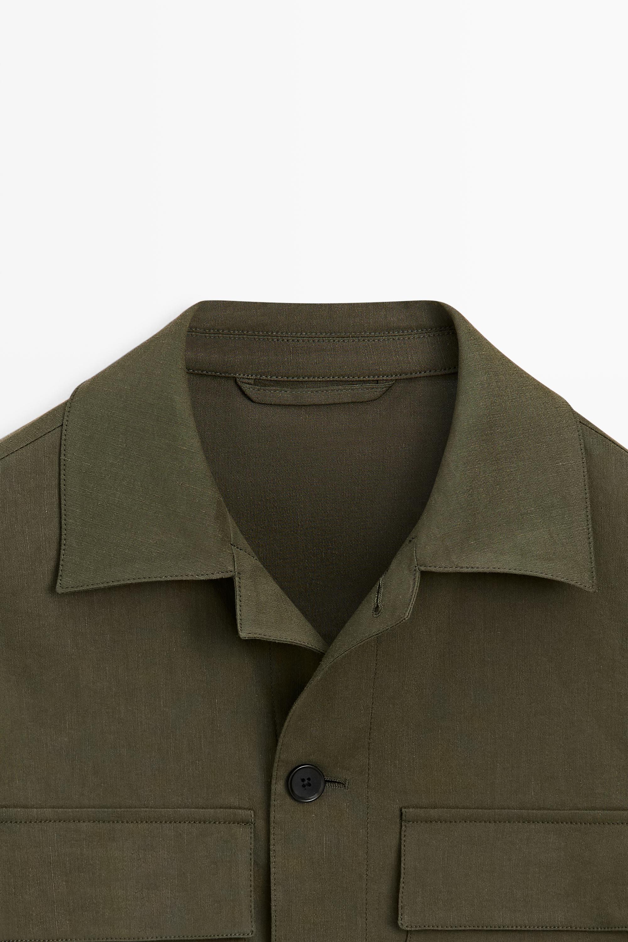 Total look overshirt with pocket detail — GREEN