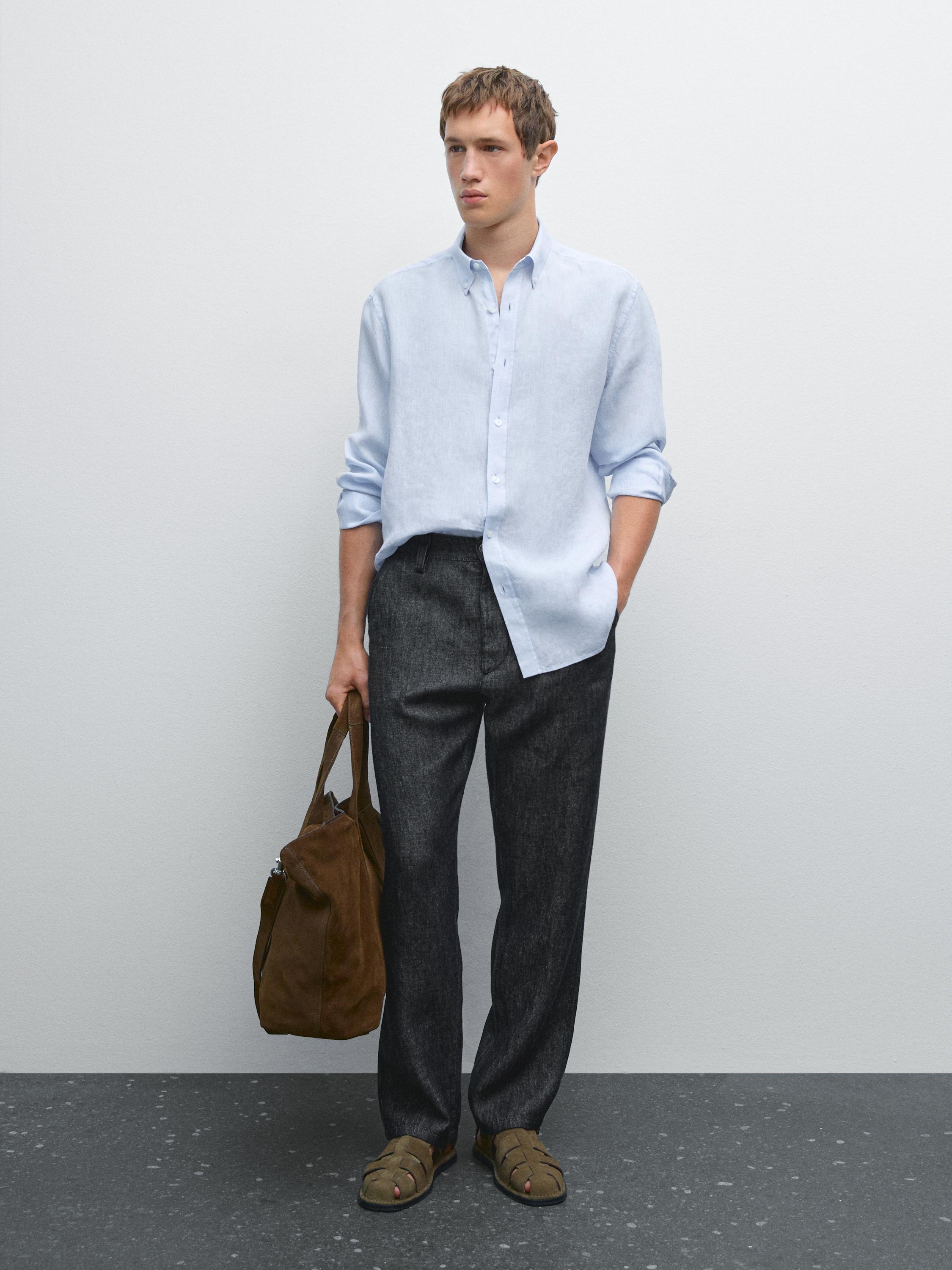 Camicia regular fit 100% lino