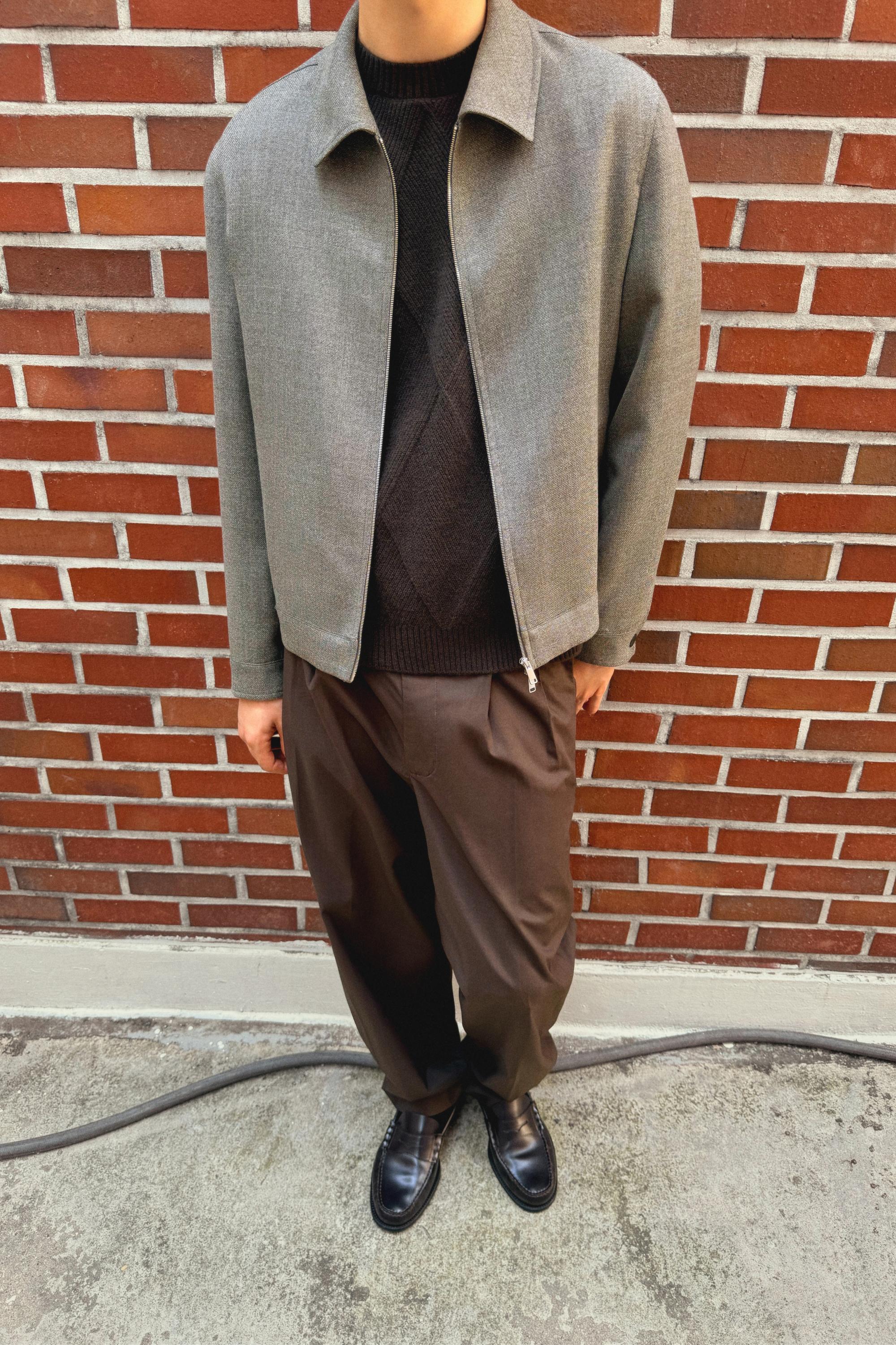 100% wool structured jacket — Greyish green