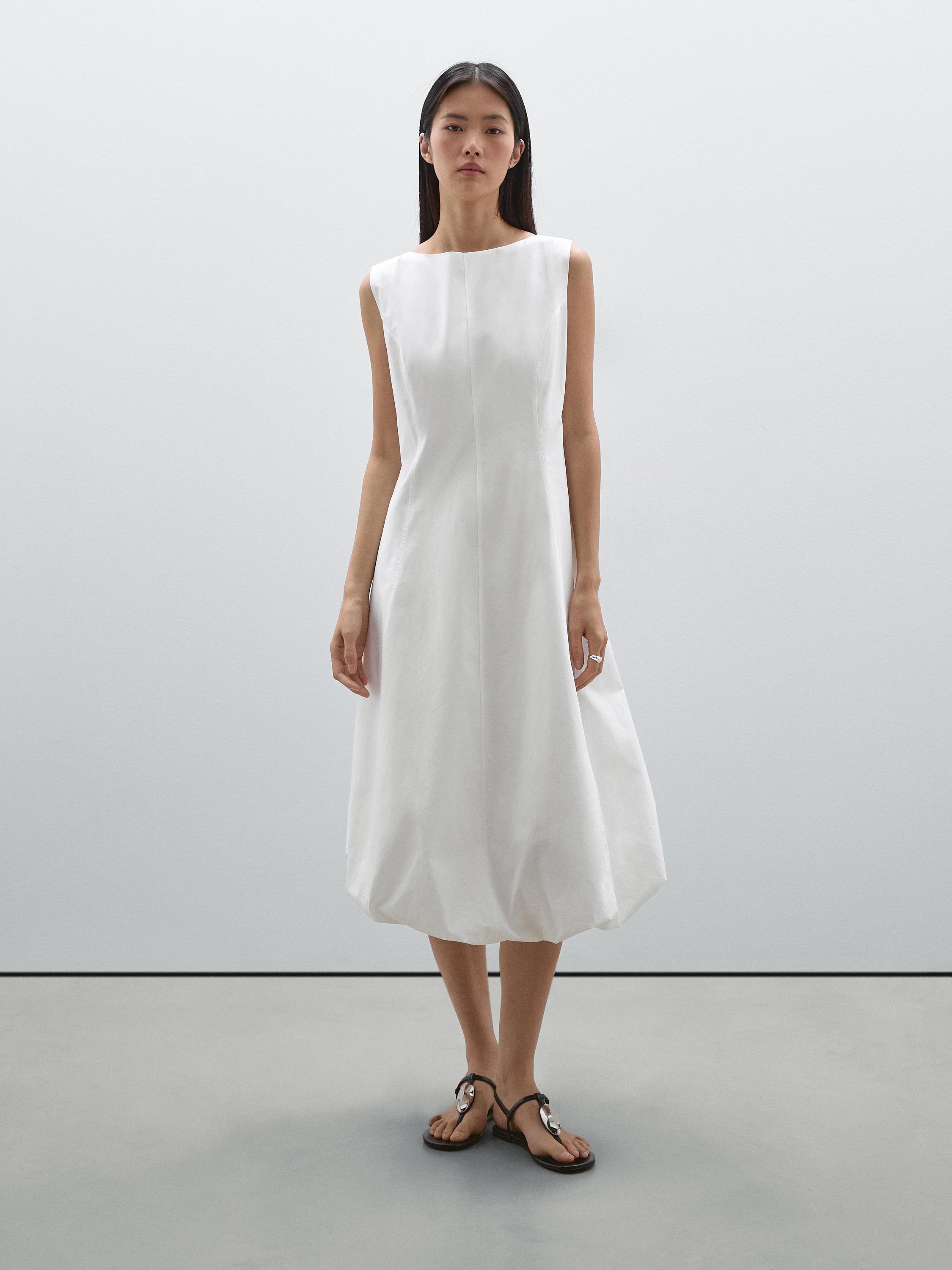 Long 100% cotton balloon dress