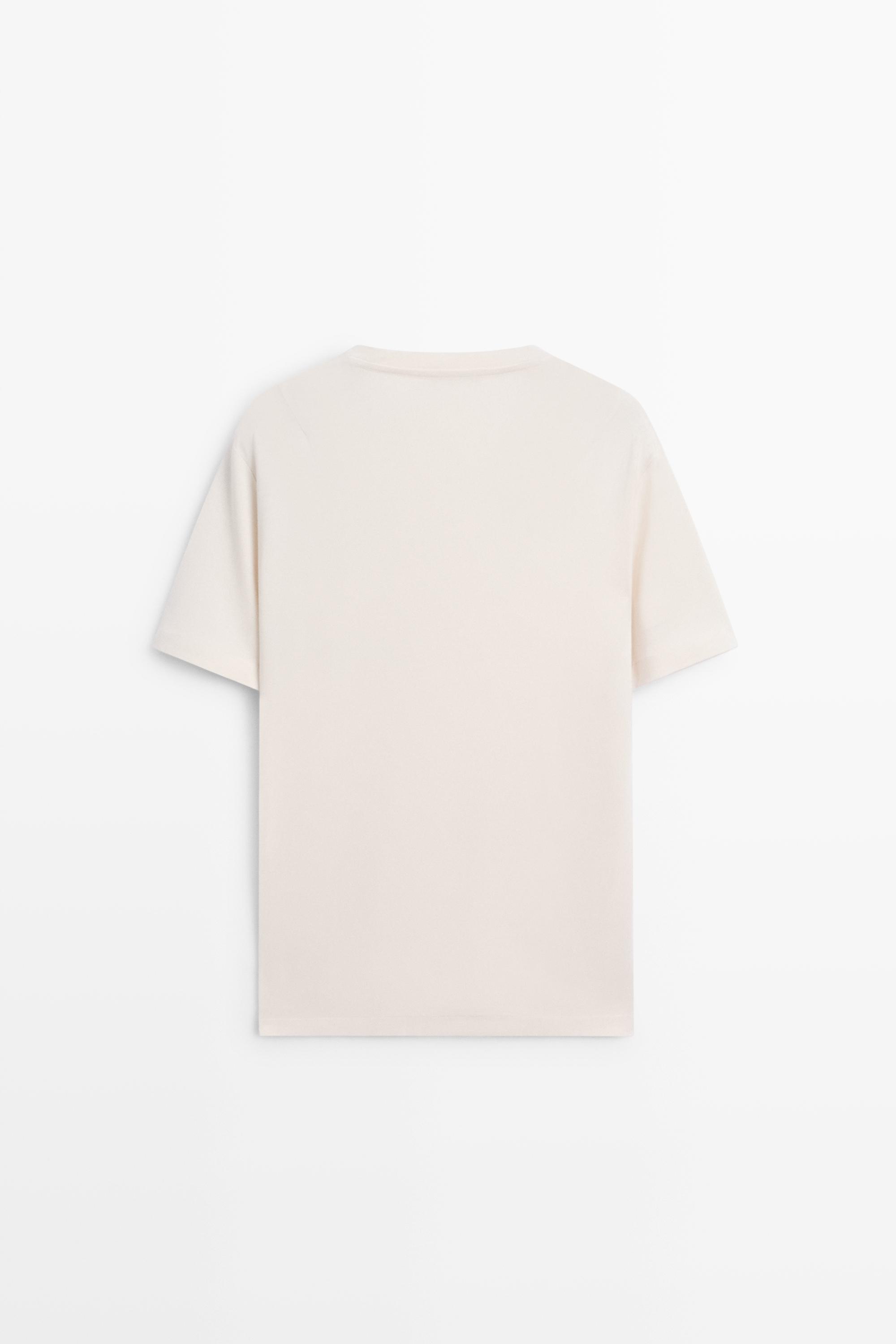 100% cotton short-sleeve T-shirt — CREAM
