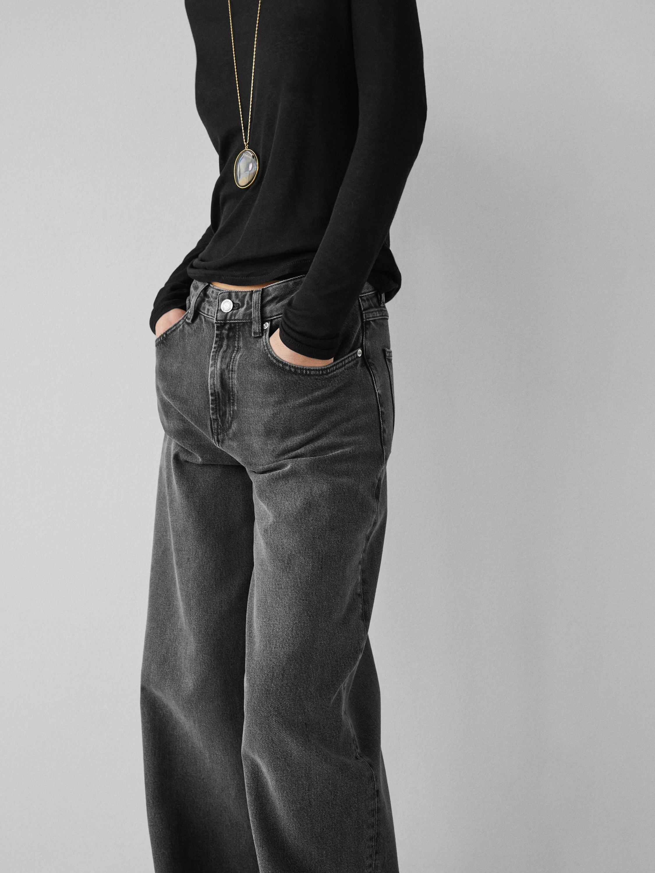 Blugi barrel fit cu talie înaltă