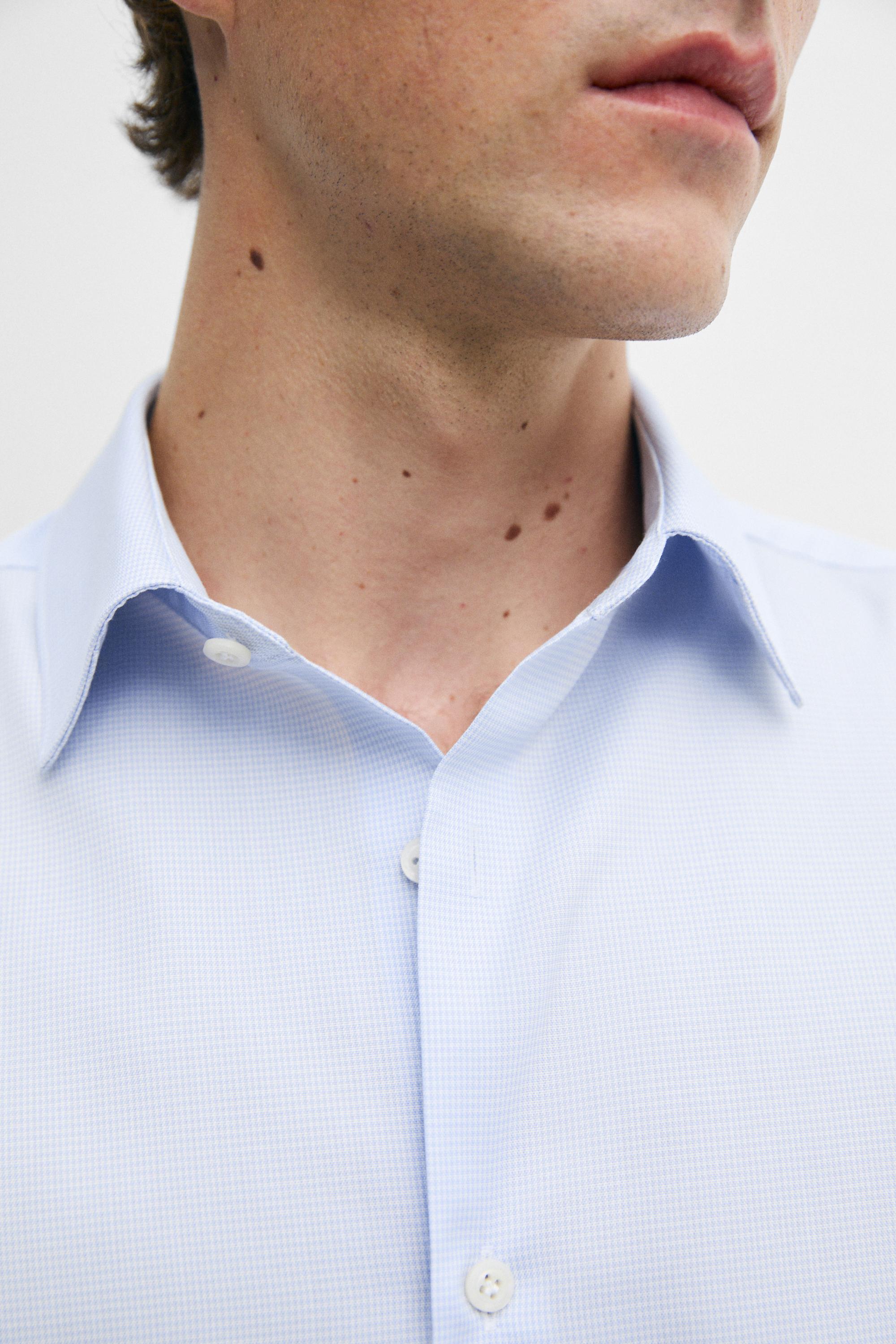 Slim fit micro-check tailored fit shirt — SKY BLUE