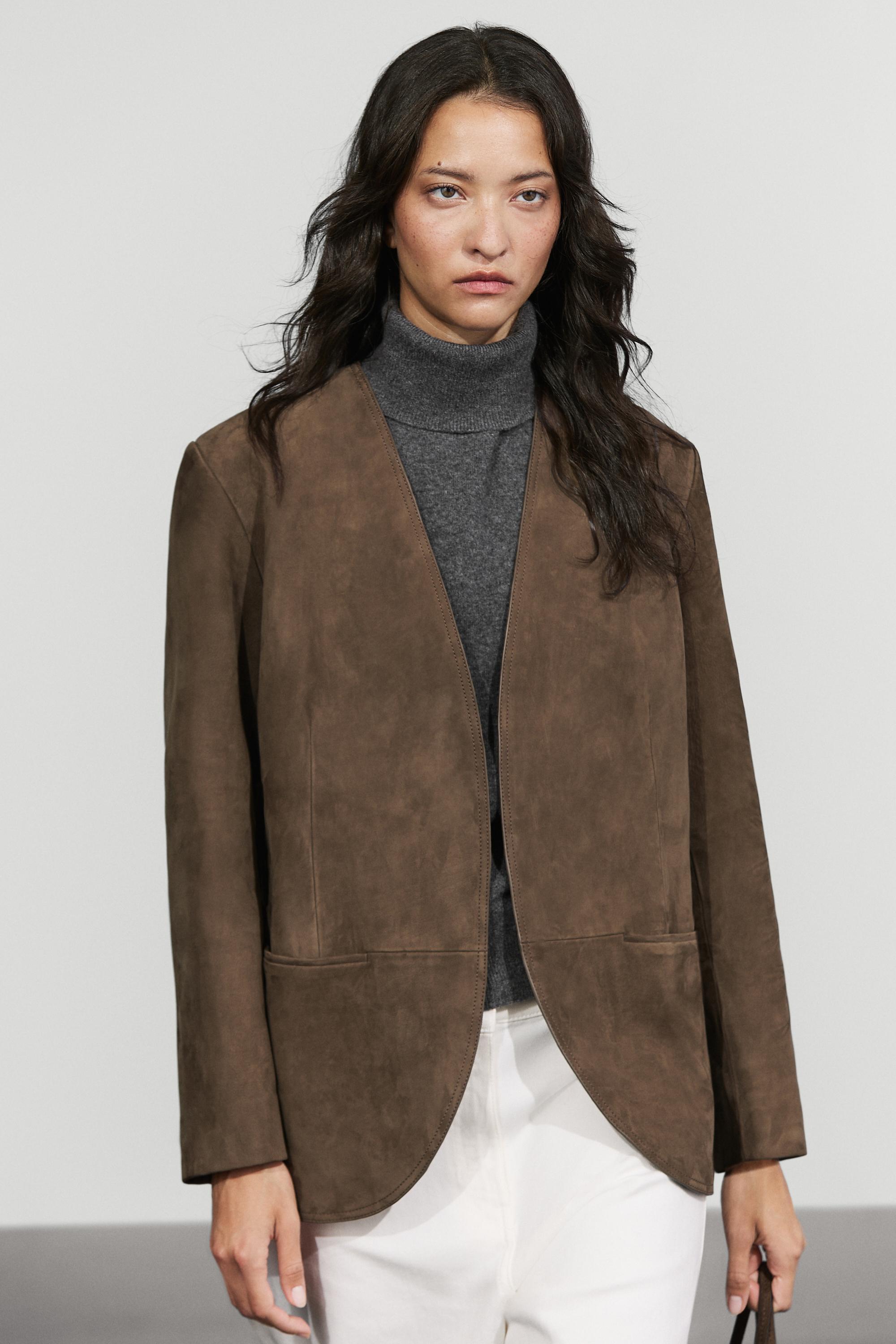 Suede leather blazer
