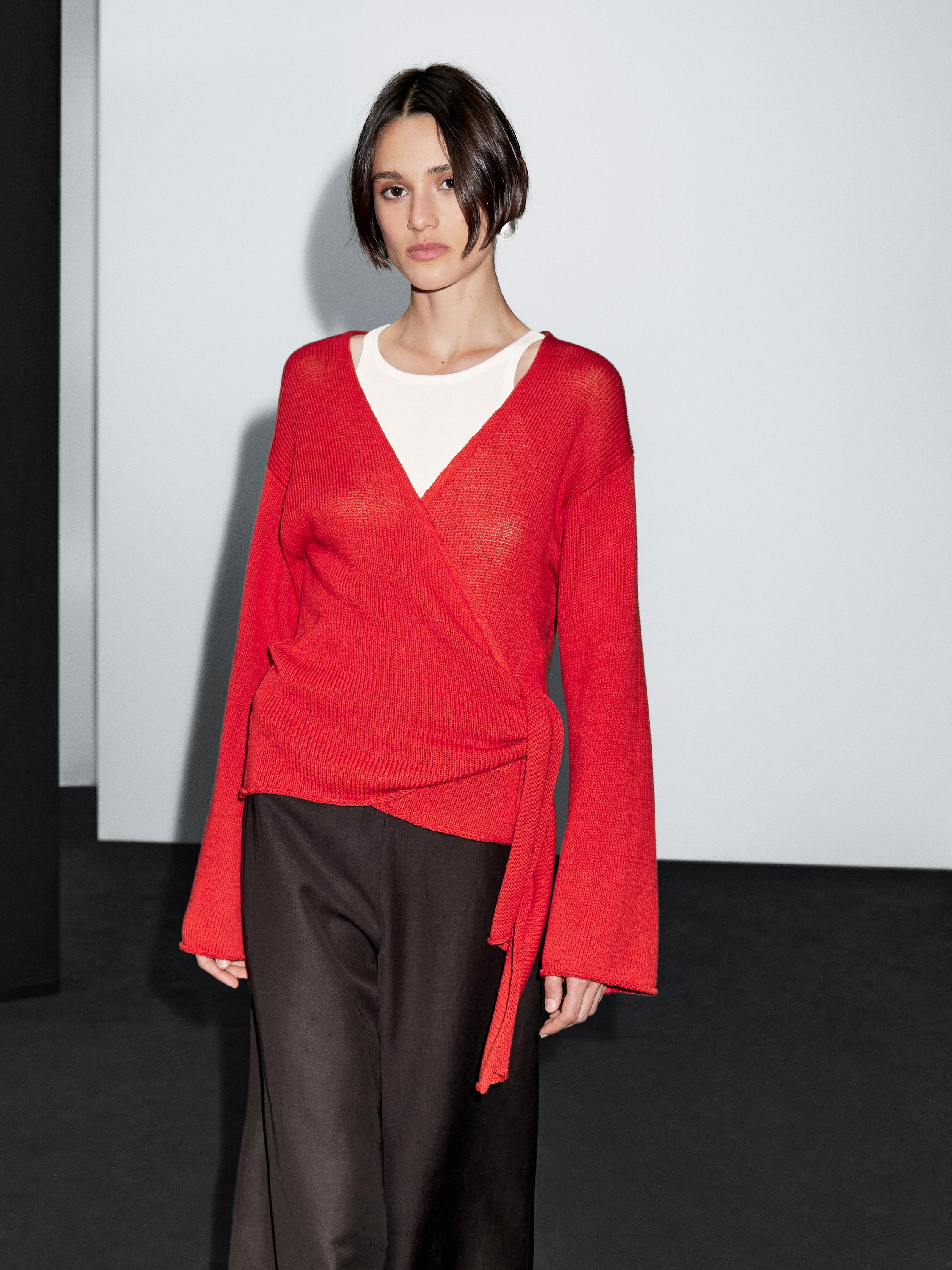 Knitted cardigan with belt detail