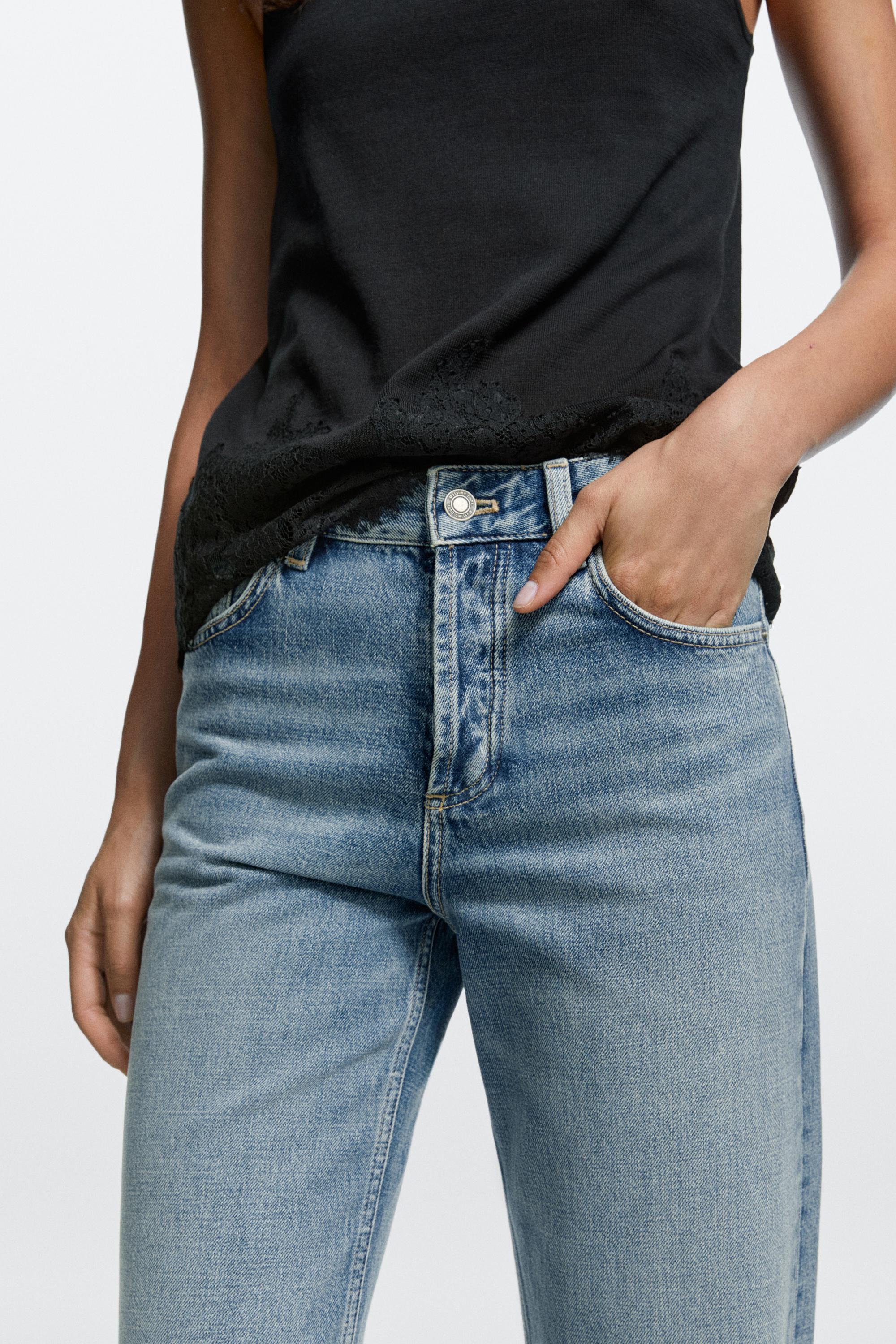 Mid-waist wide-leg jeans — Light Blue
