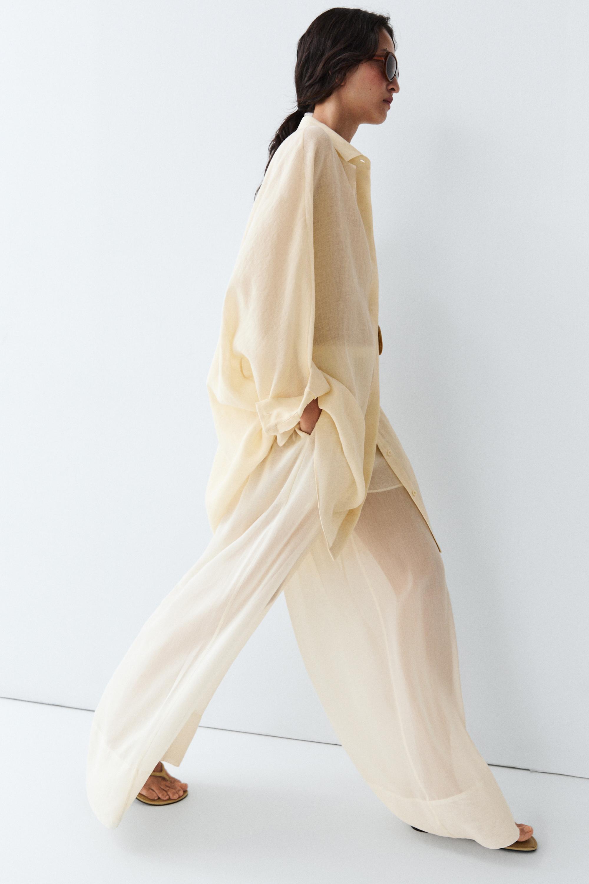 100% linen short shirt dress