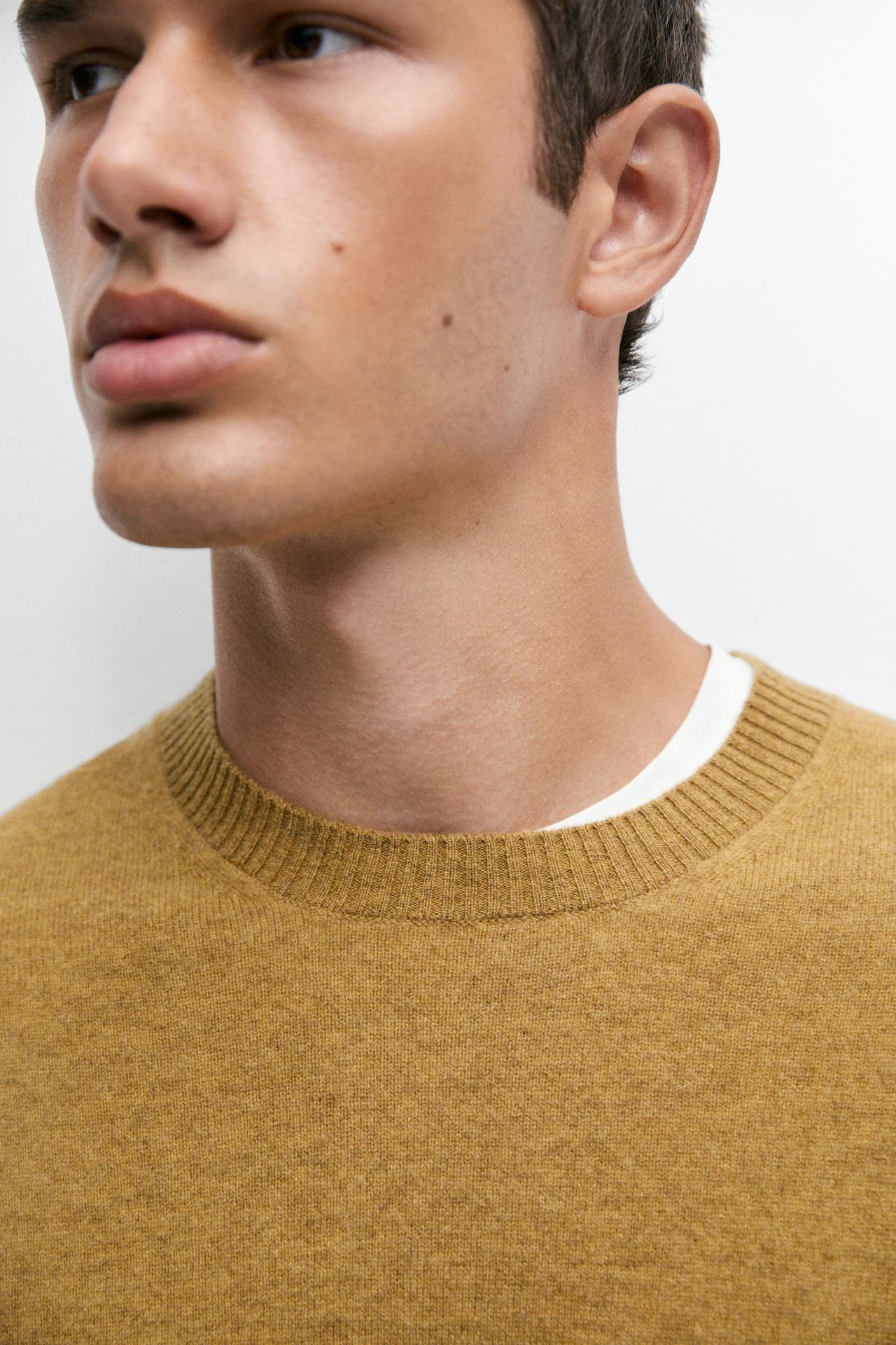 Wool blend round neck knit sweater — OCHRE