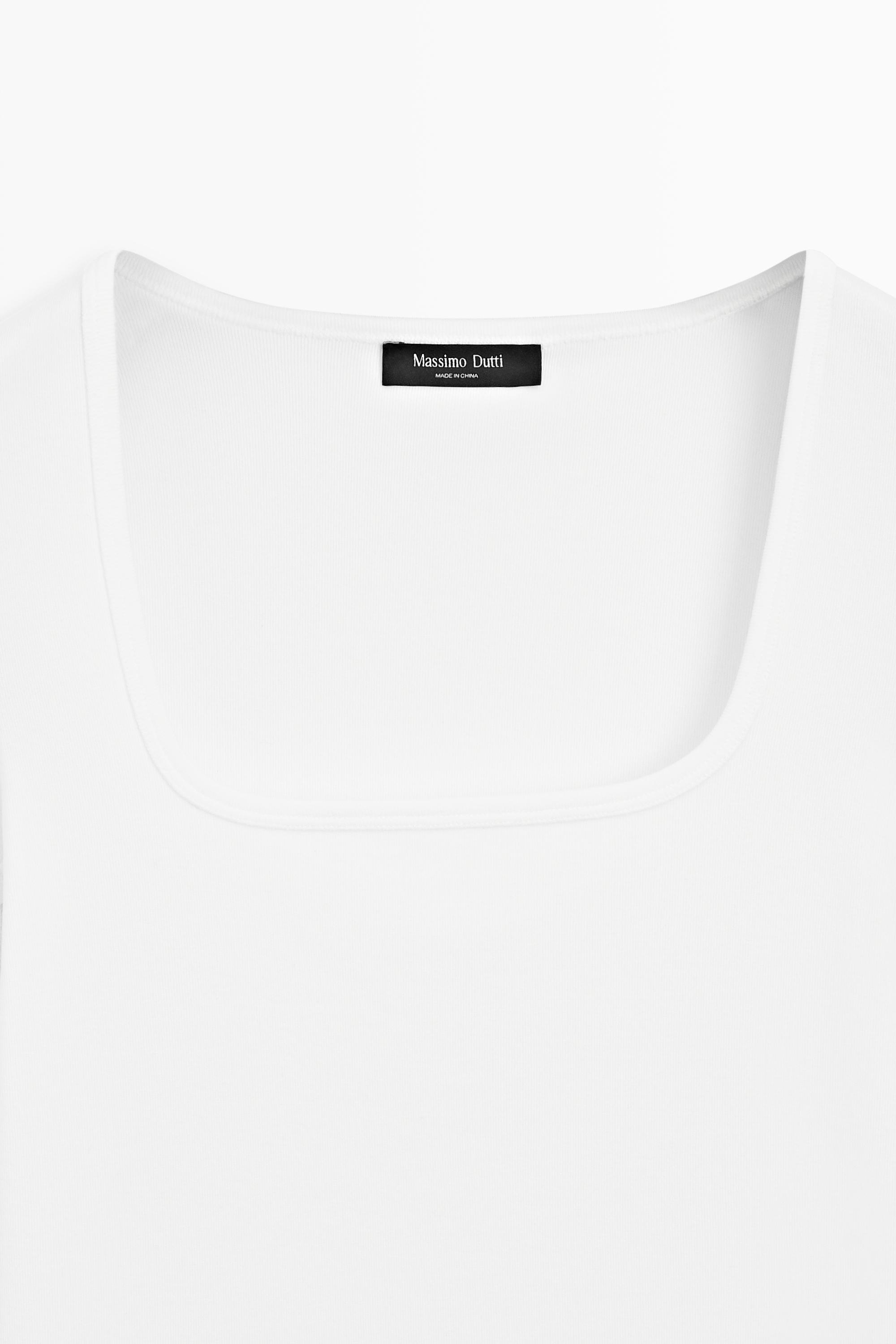 Short sleeve square neckline T-shirt — WHITE