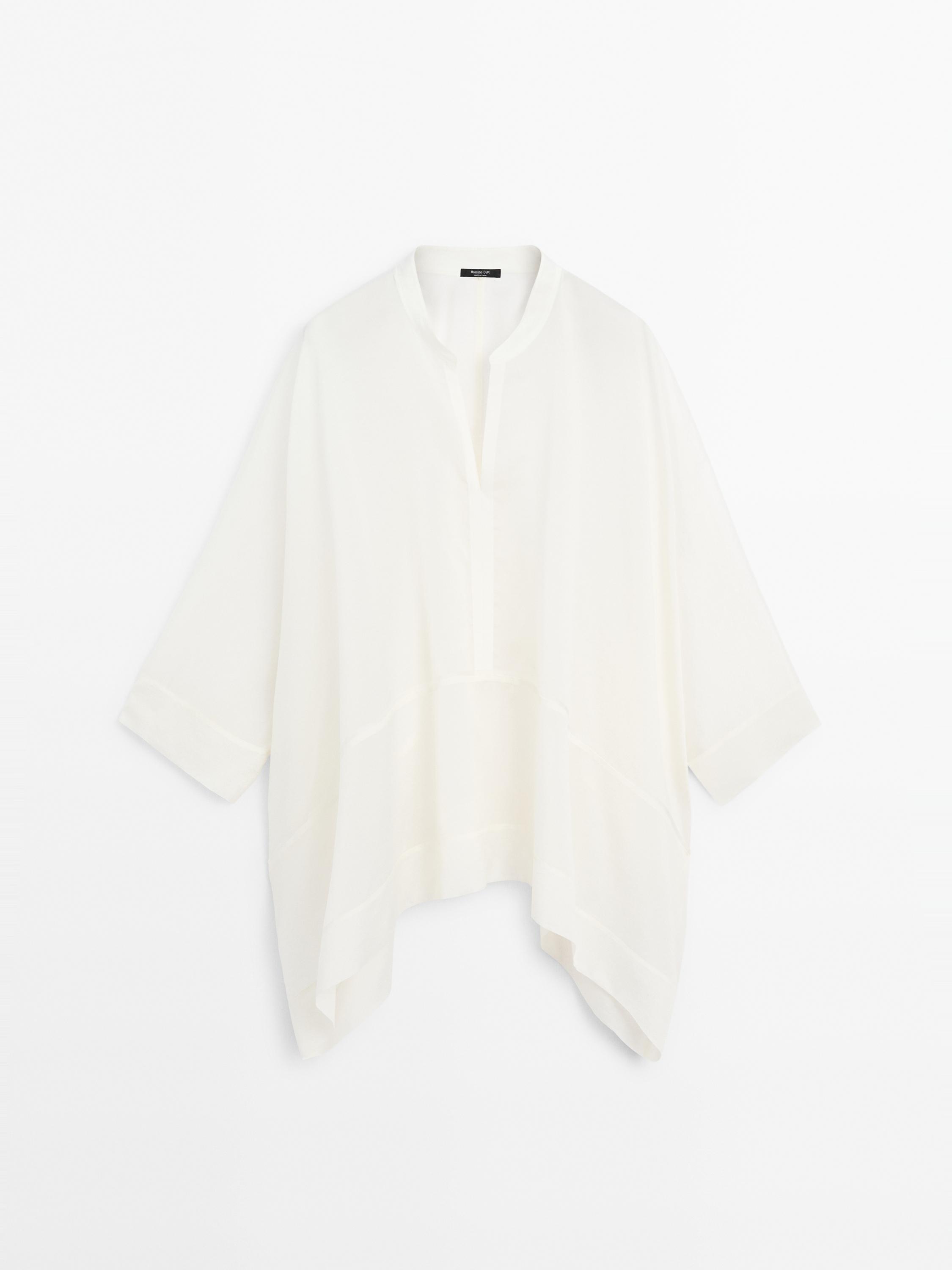 Camisa comprida fluida semitransparente