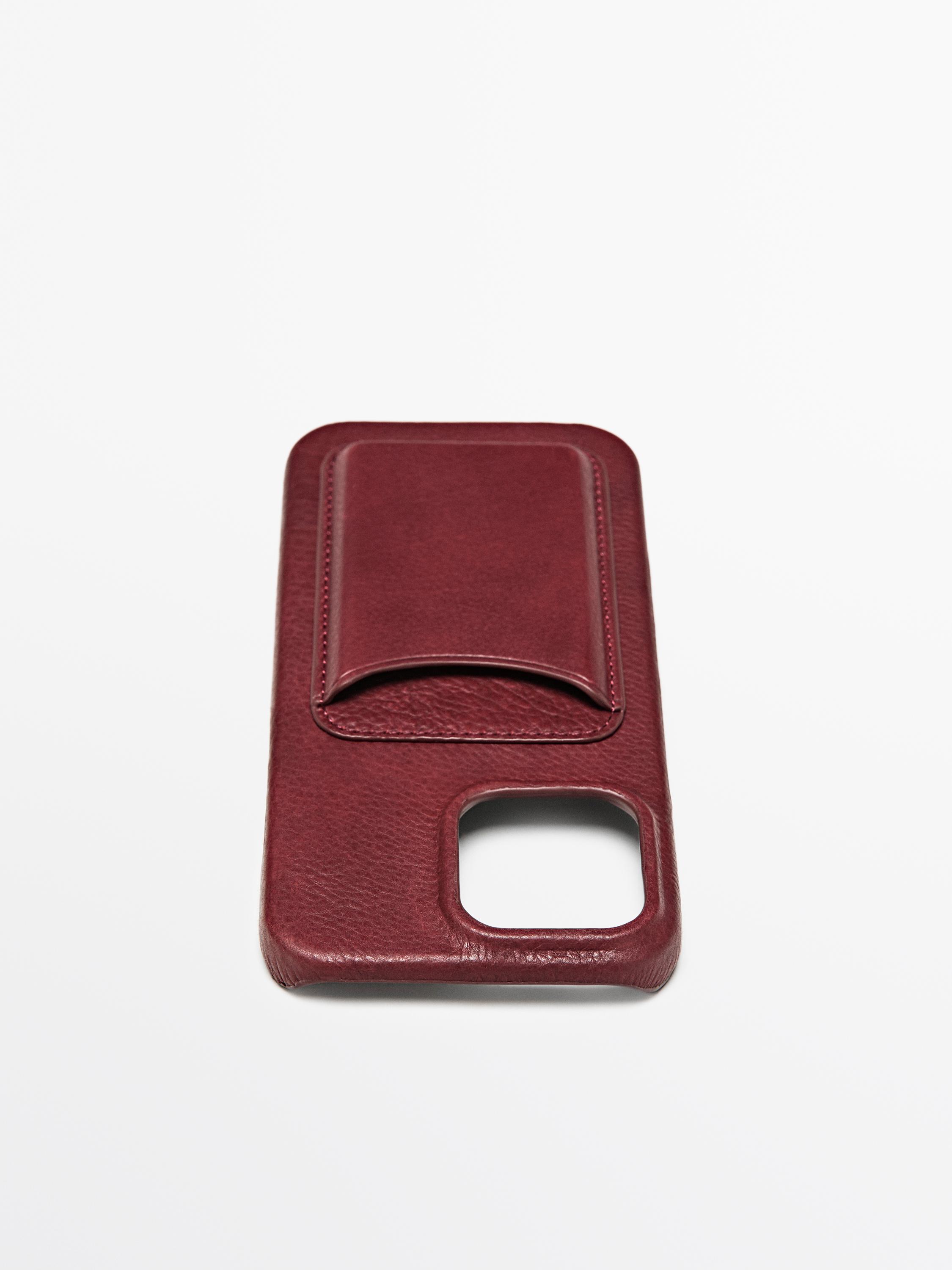 Nappa leather iPhone 16 Pro Max case — RED