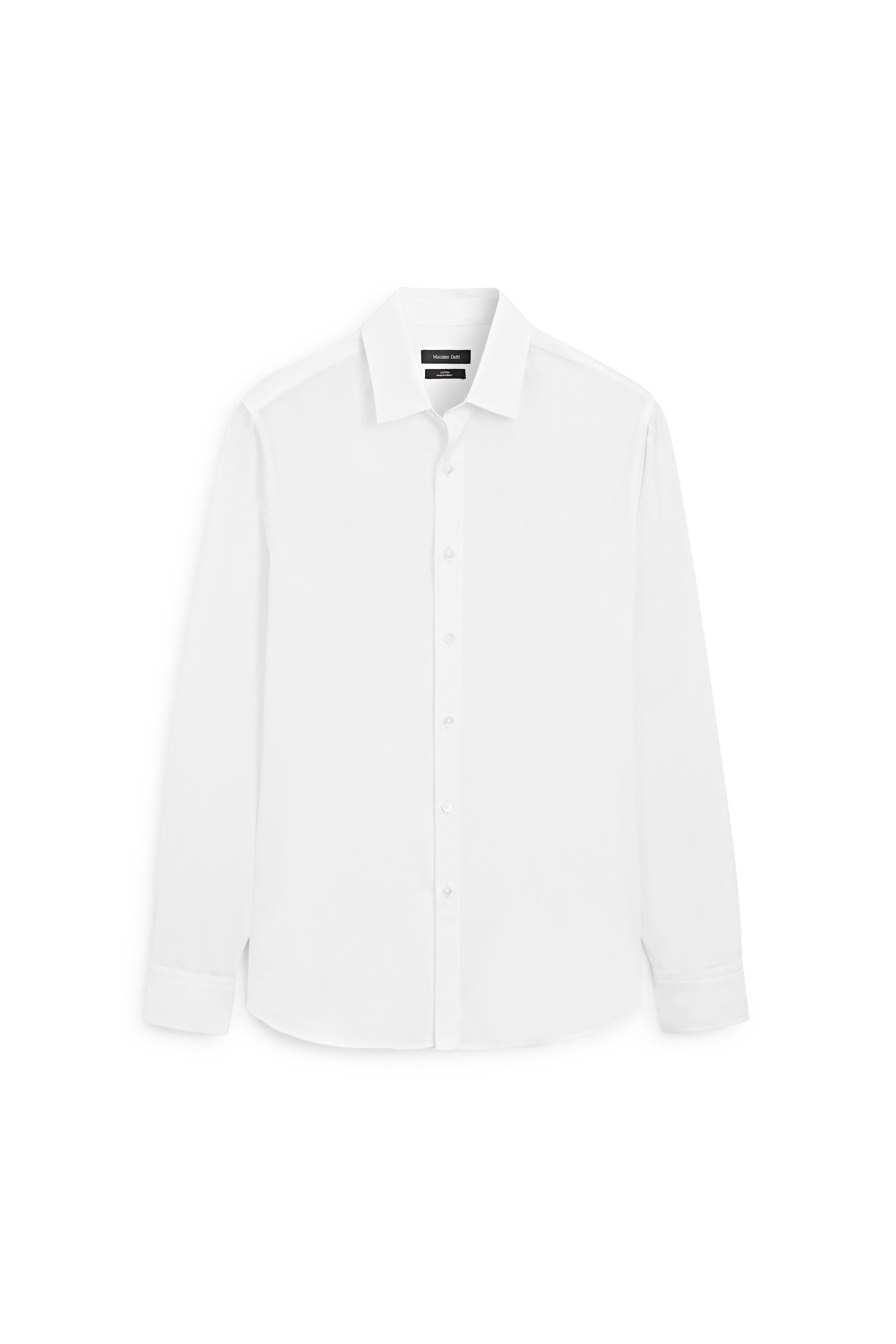 100% cotton regular fit poplin shirt — WHITE