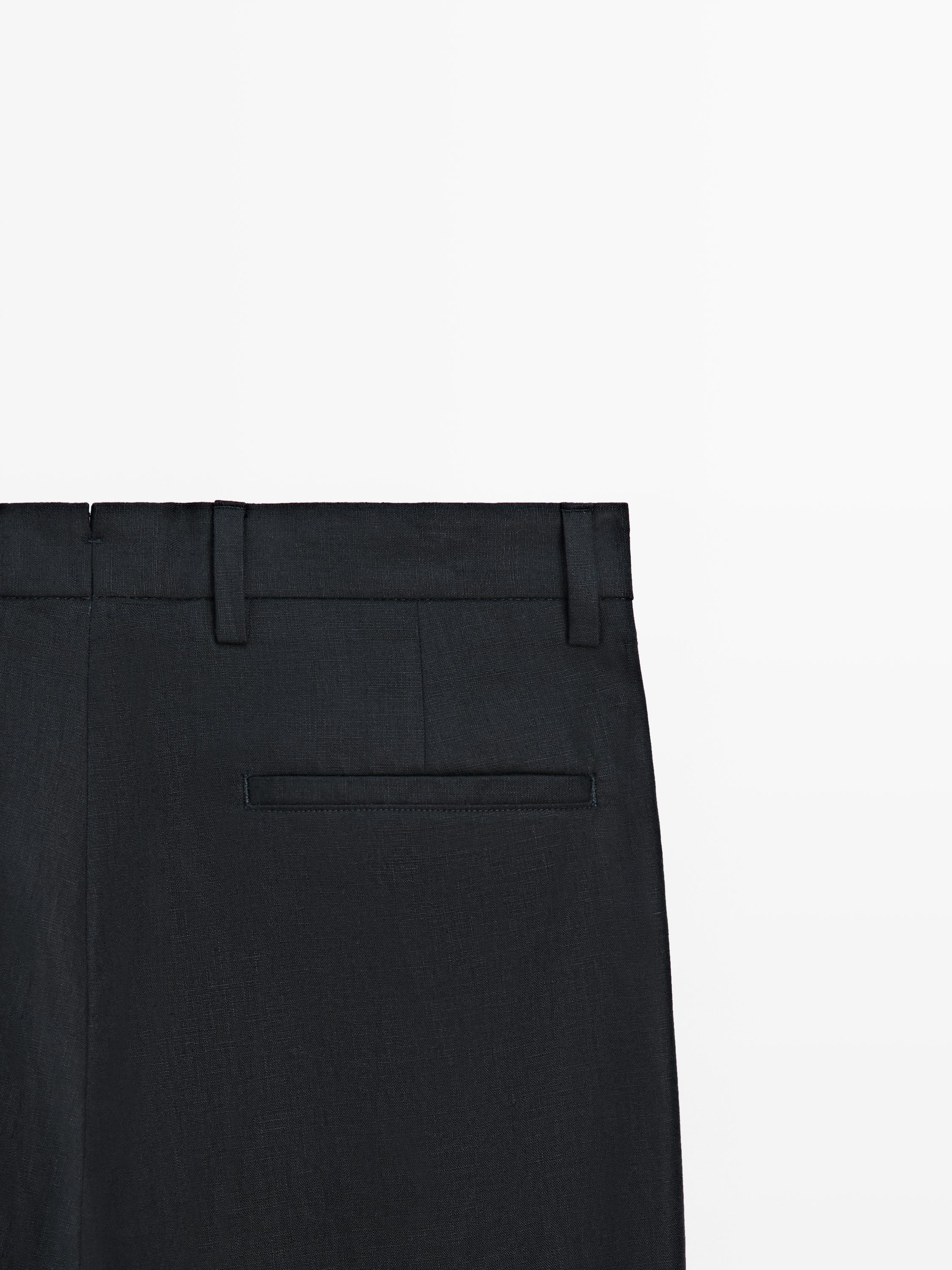 Linen suit trousers — NAVY BLUE (alternate view)