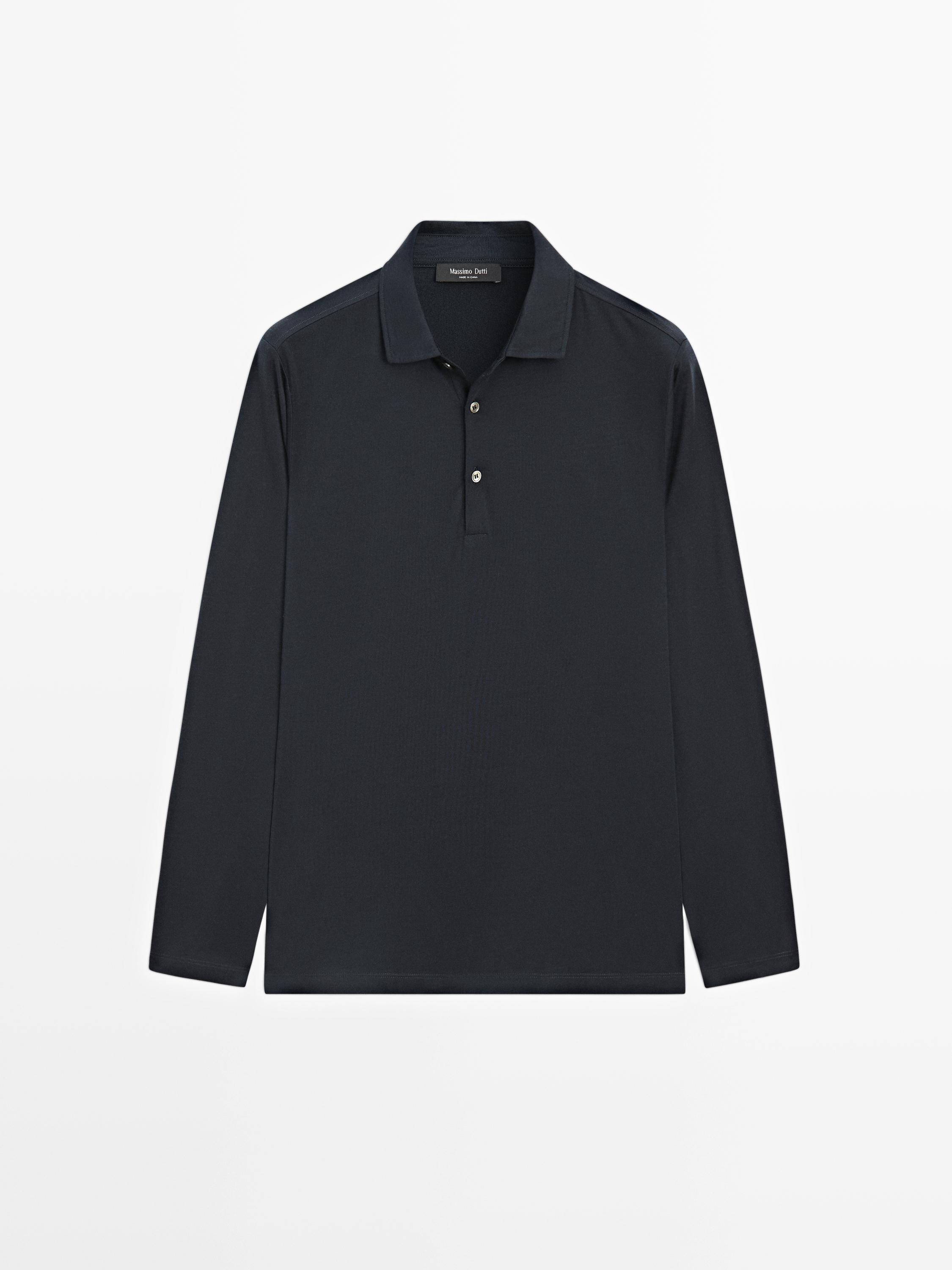 Wool blend knit polo sweater