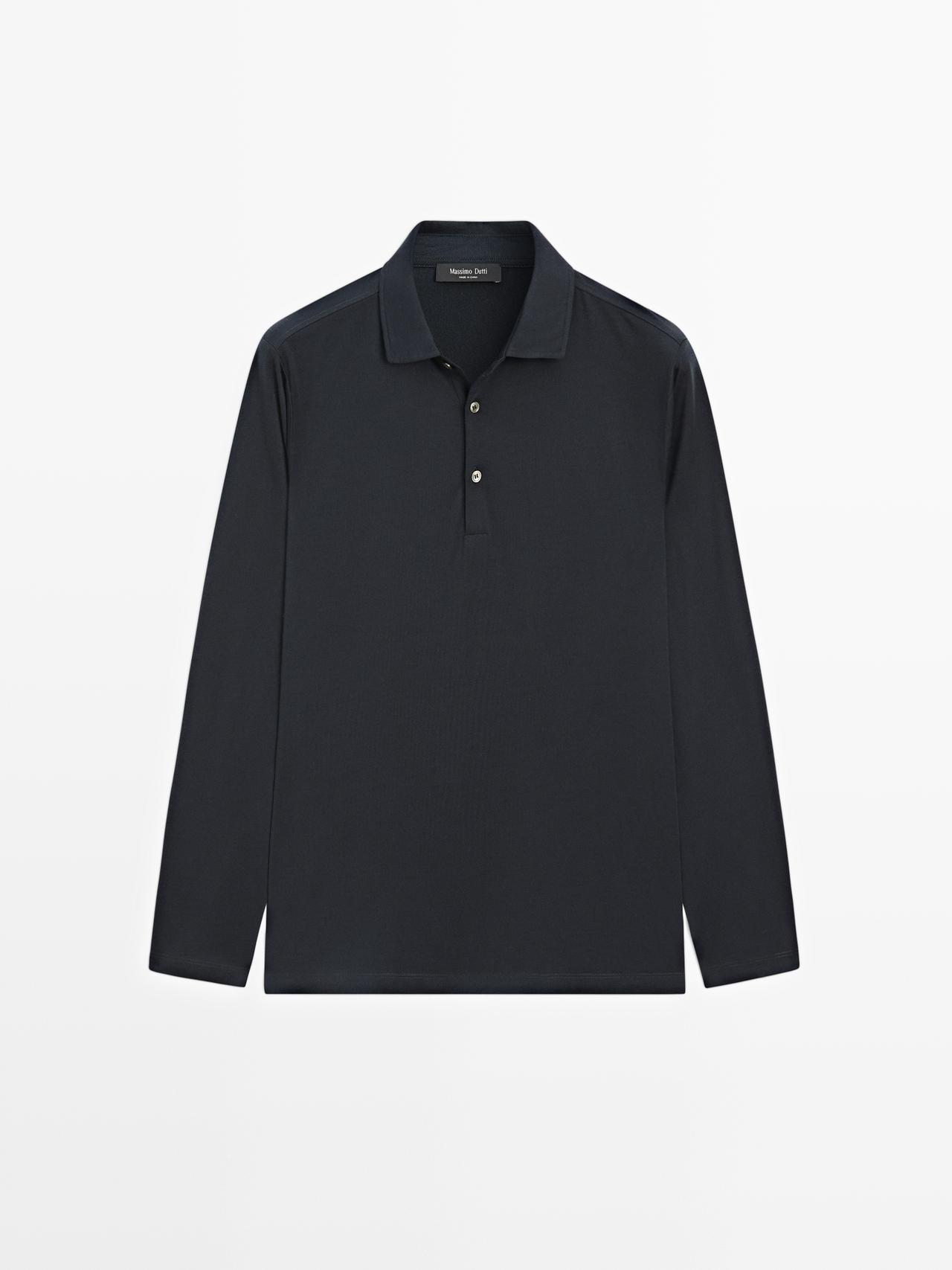 Massimo Dutti - Heren - Tricot Polotrui Van Wolmix - Marineblauw - S