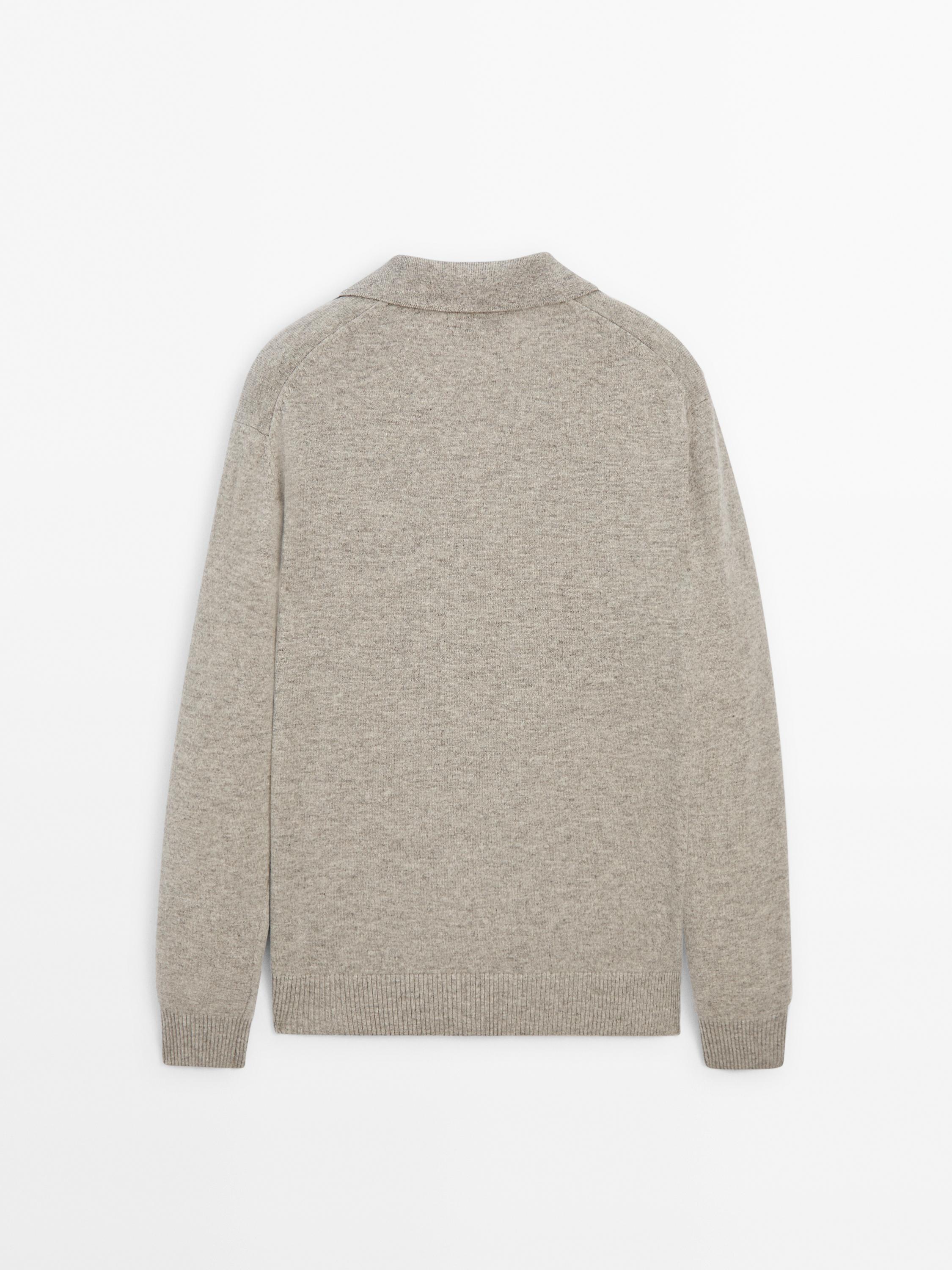 100% wool knit polo sweater