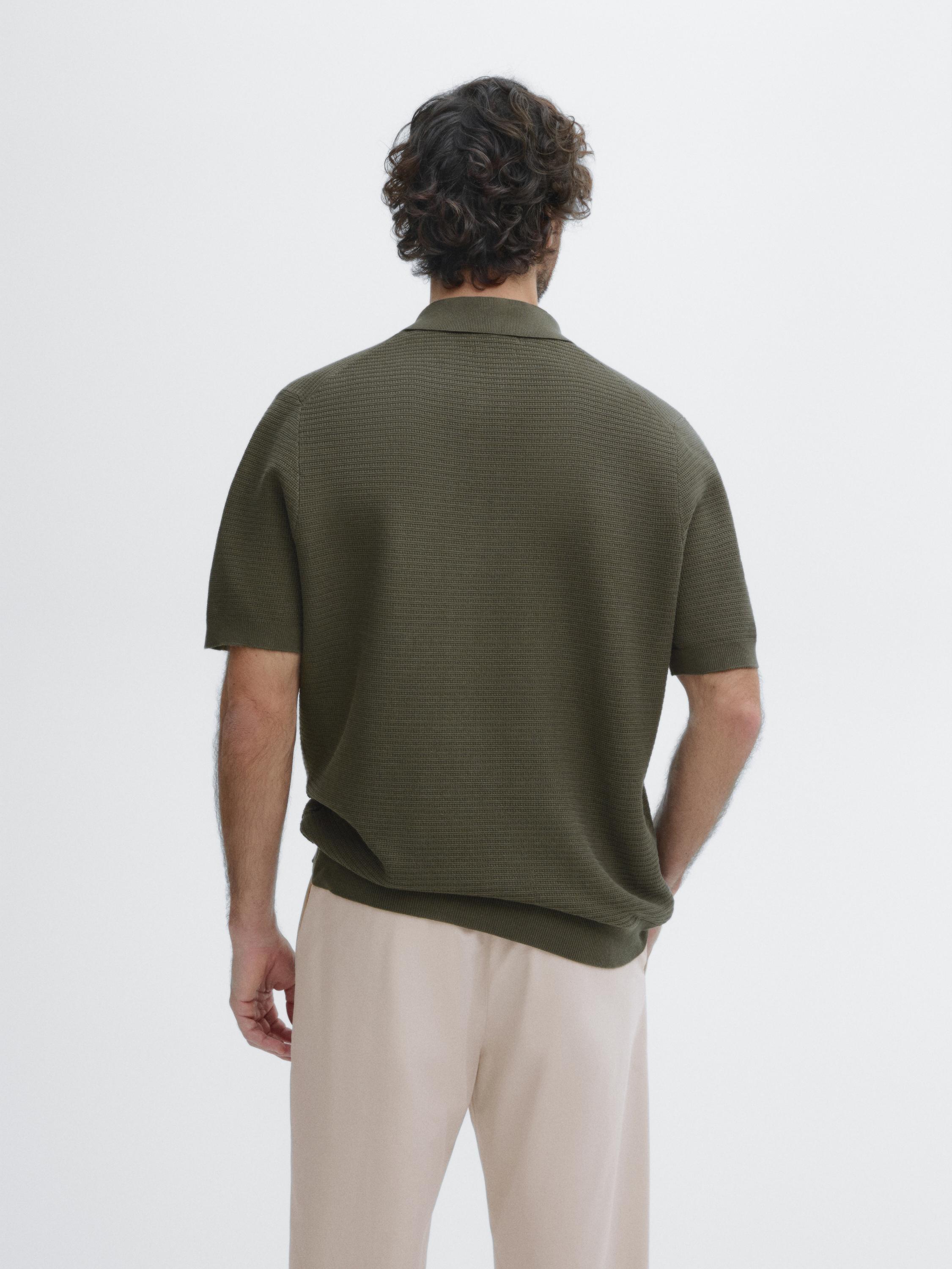 Knit polo sweater with short sleeves