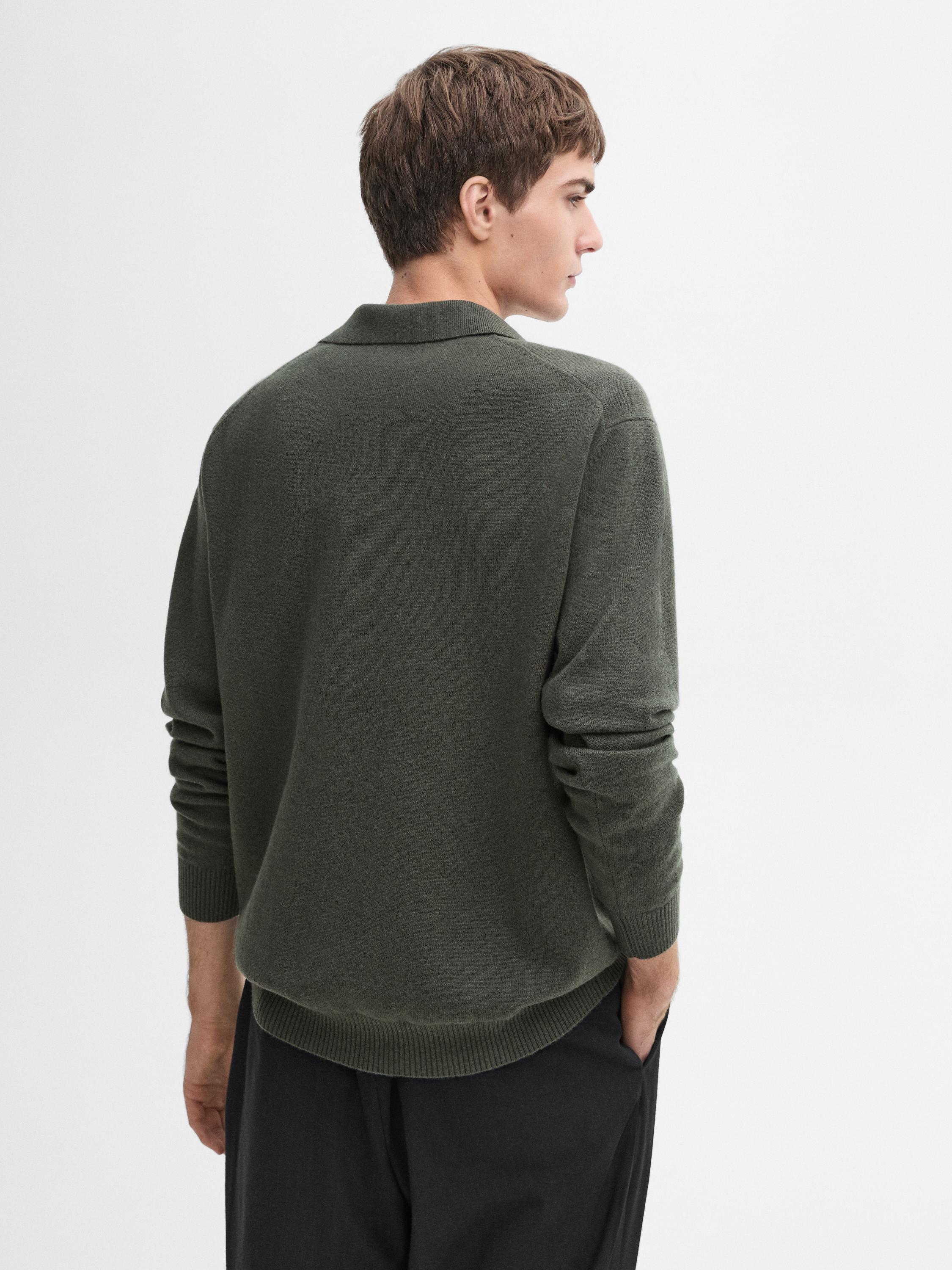 Pull polo en maille 100 % laine