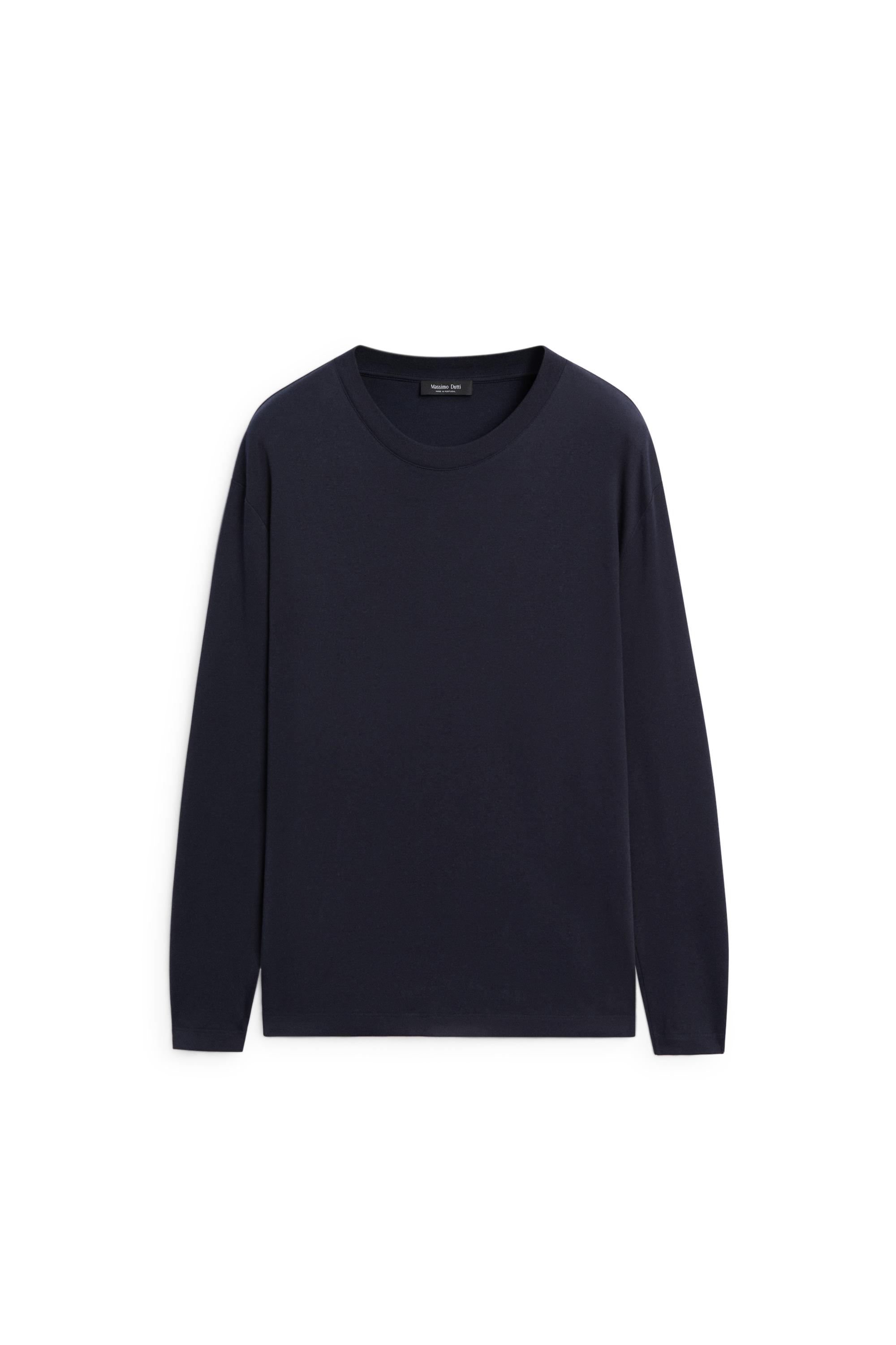 100% cotton long sleeve T-shirt — NAVY BLUE
