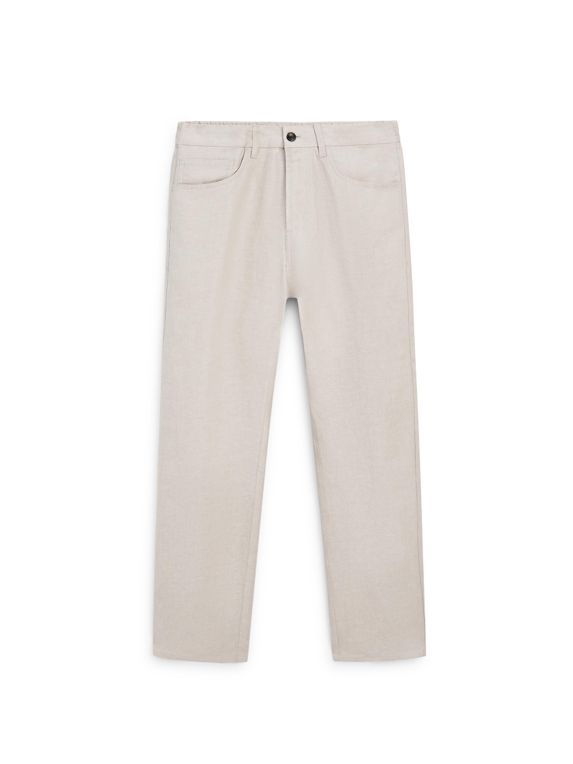 Wide-leg linen trousers — SAND