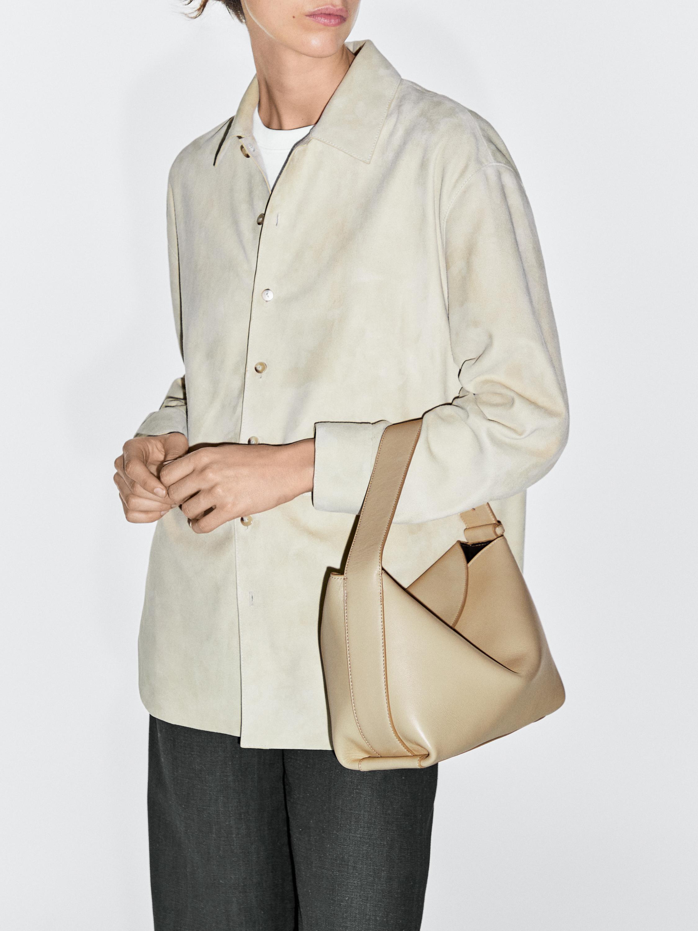 Small nappa leather shoulder bag — SAND