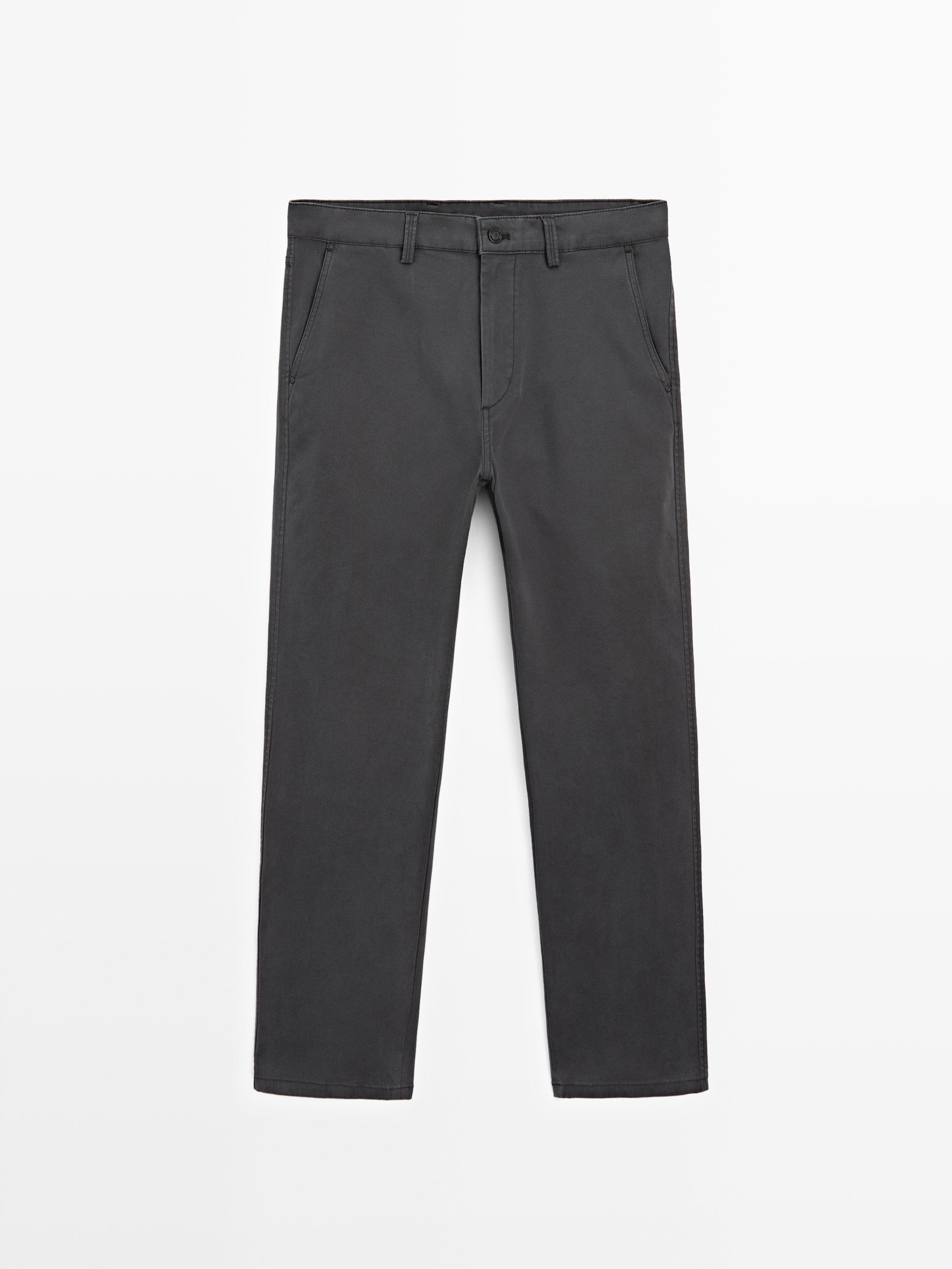 Tapered fit brushed trousers