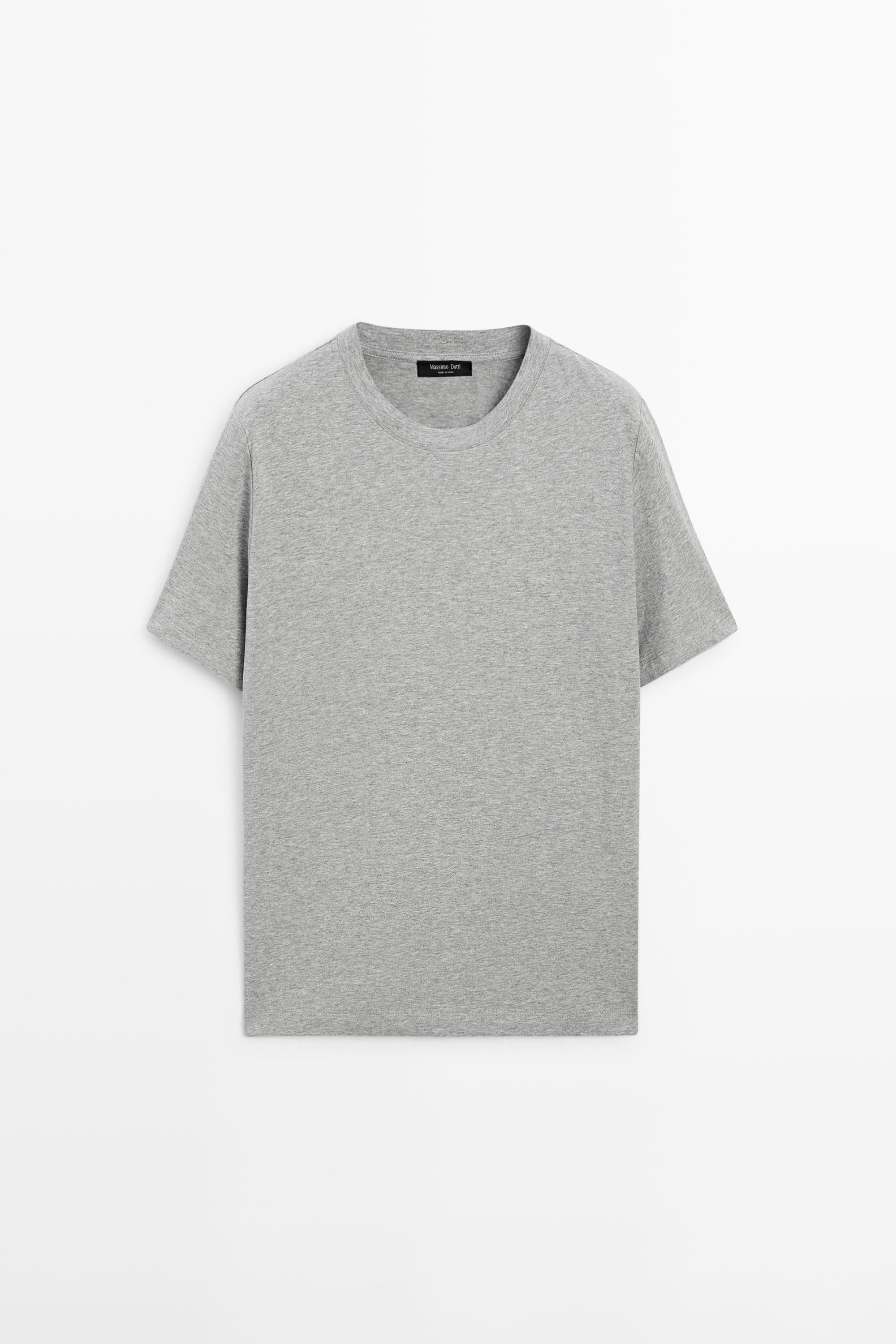 Short sleeve cotton melange T-shirt — GREY MARL