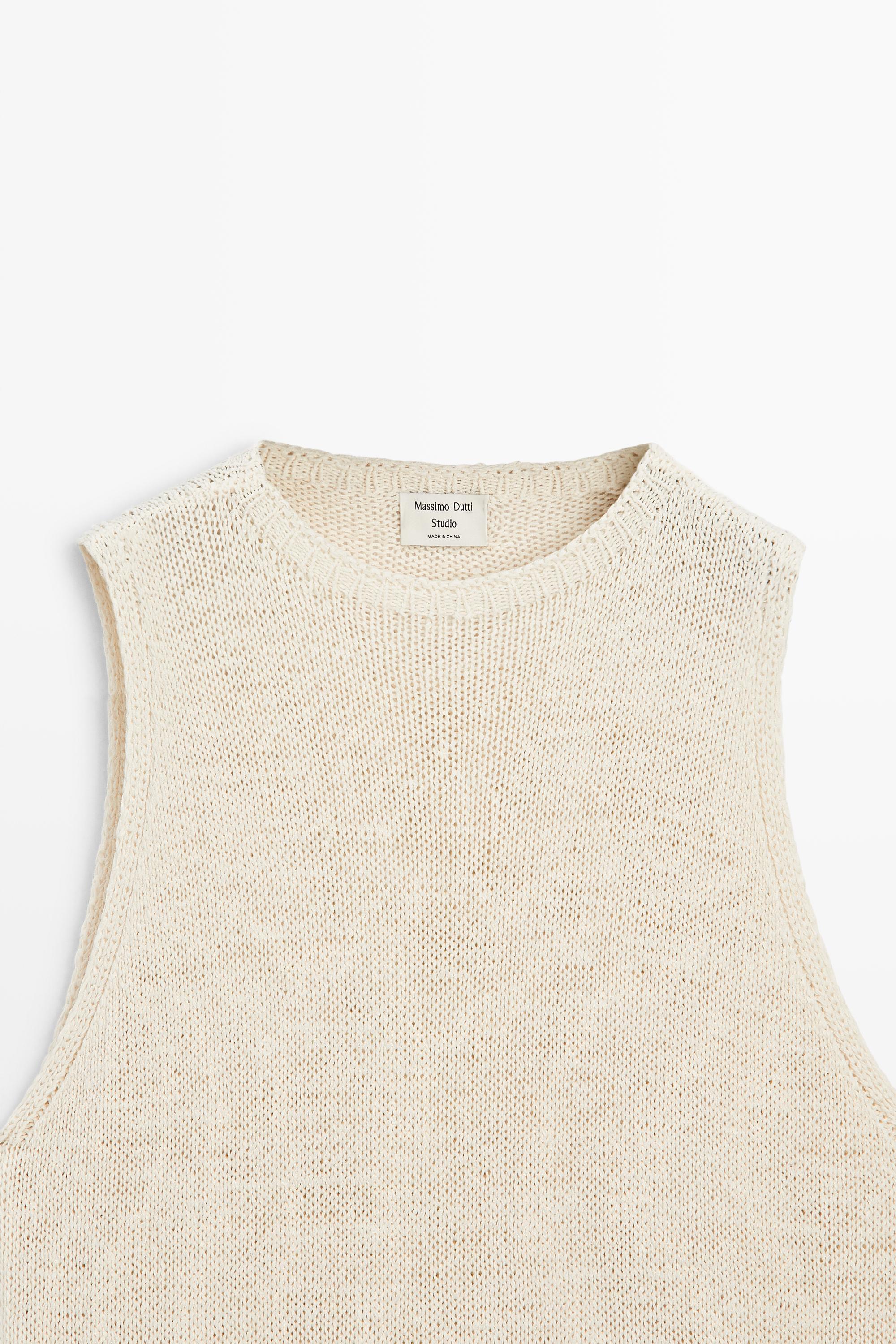 STUDIO Silk-Blend Knit Halter Top — CREAM