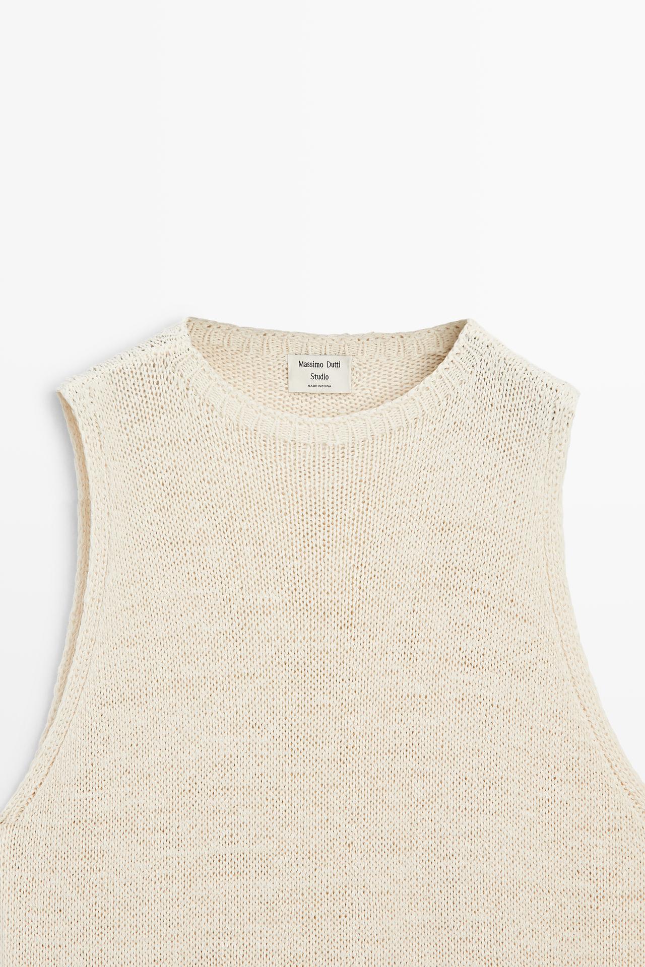 STUDIO Silk-Blend Knit Halter Top — CREAM