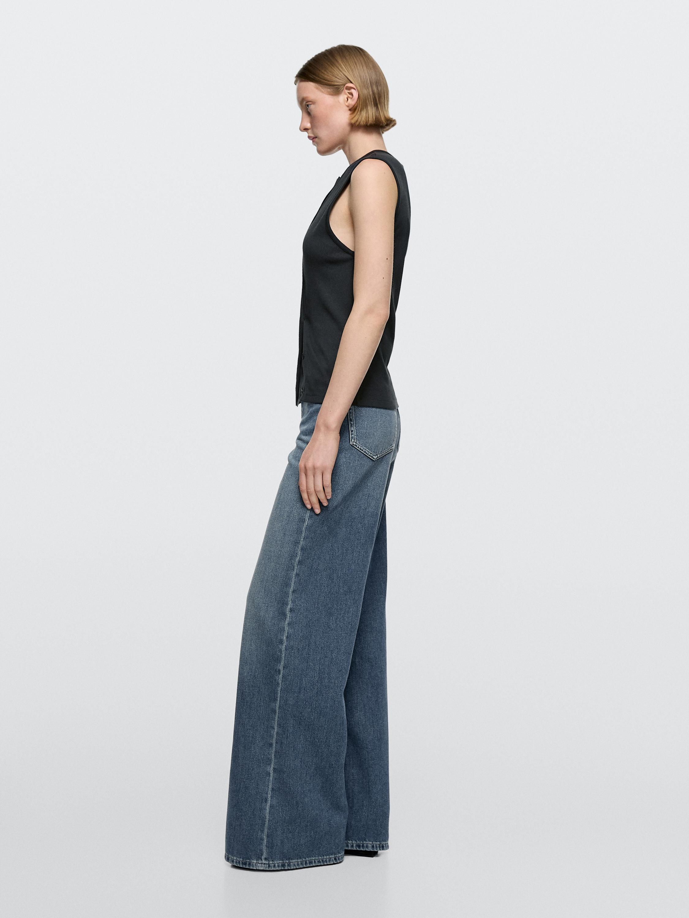 High-waist wide-leg jeans — MEDIUM BLUE