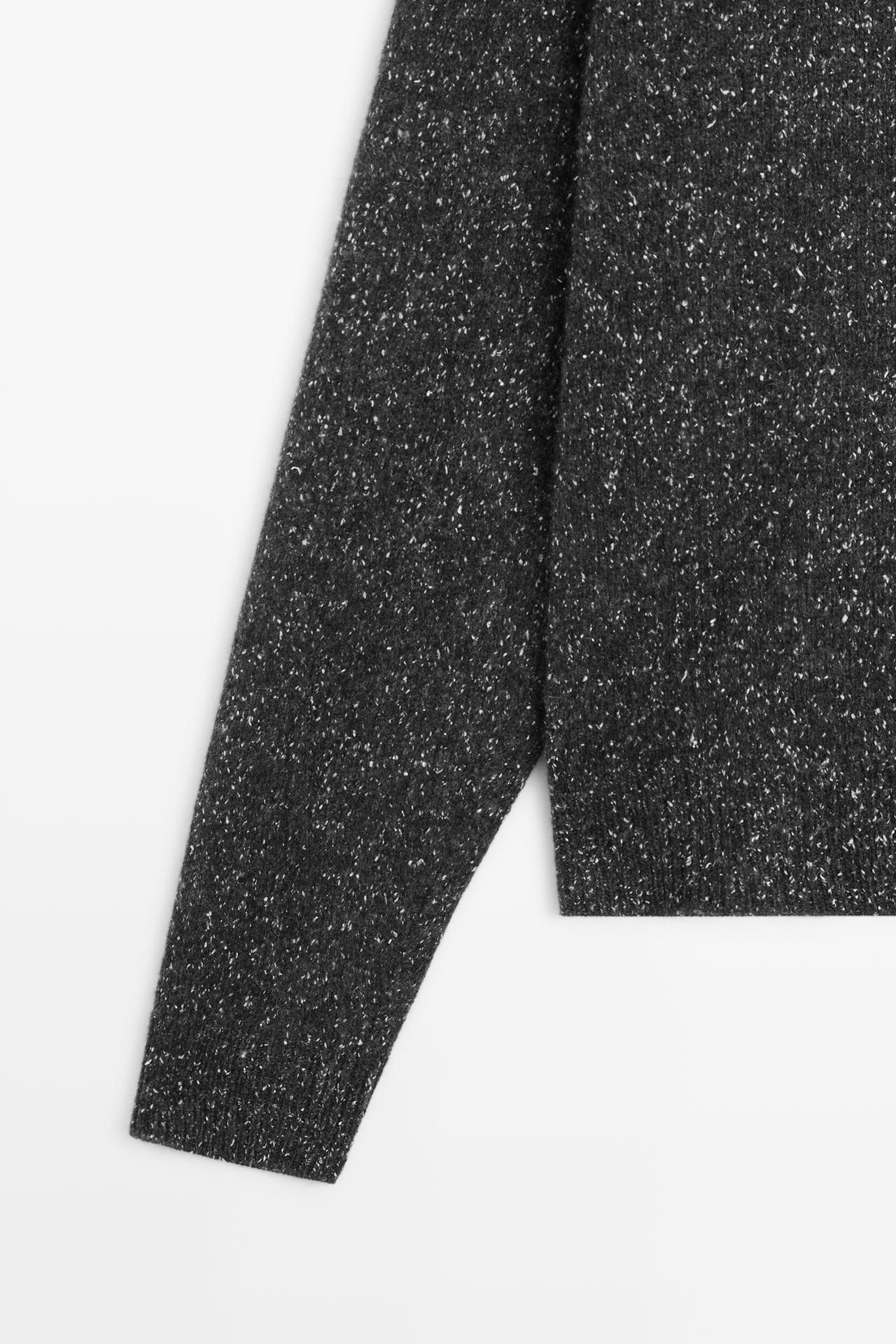 Marled knit cardigan with wool — CHARCOAL