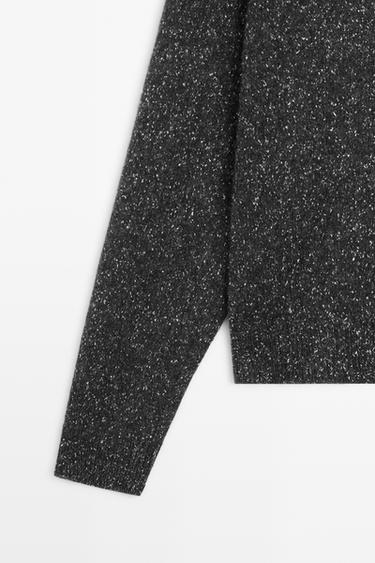 Marled knit cardigan with wool — CHARCOAL 7