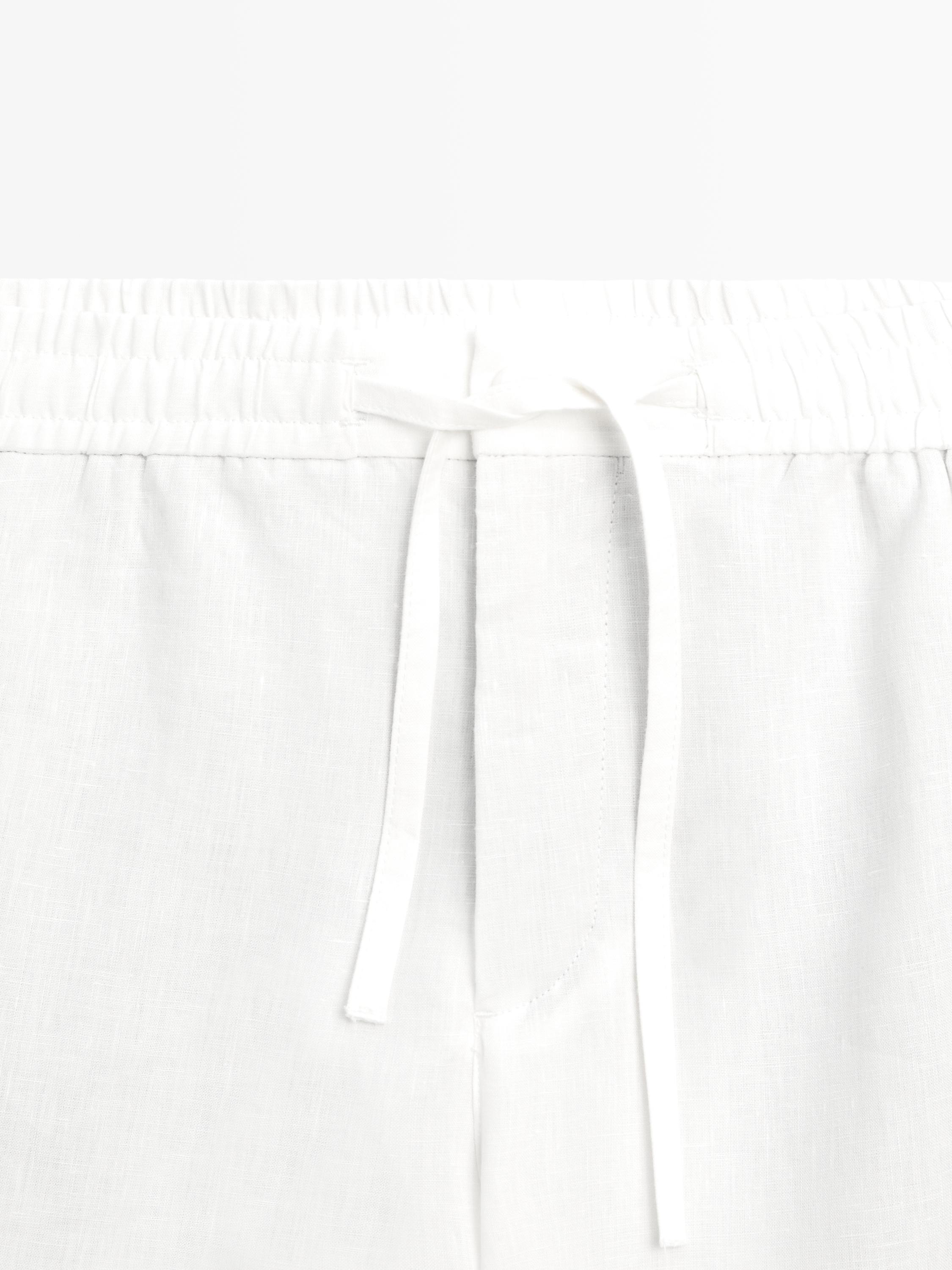 100% linen short Bermuda shorts — Off white