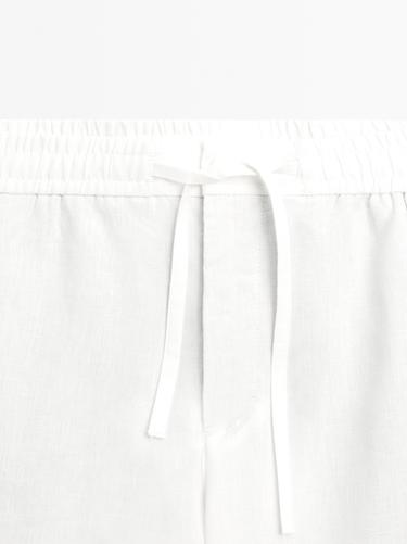 100% linen short Bermuda shorts — Off white 4