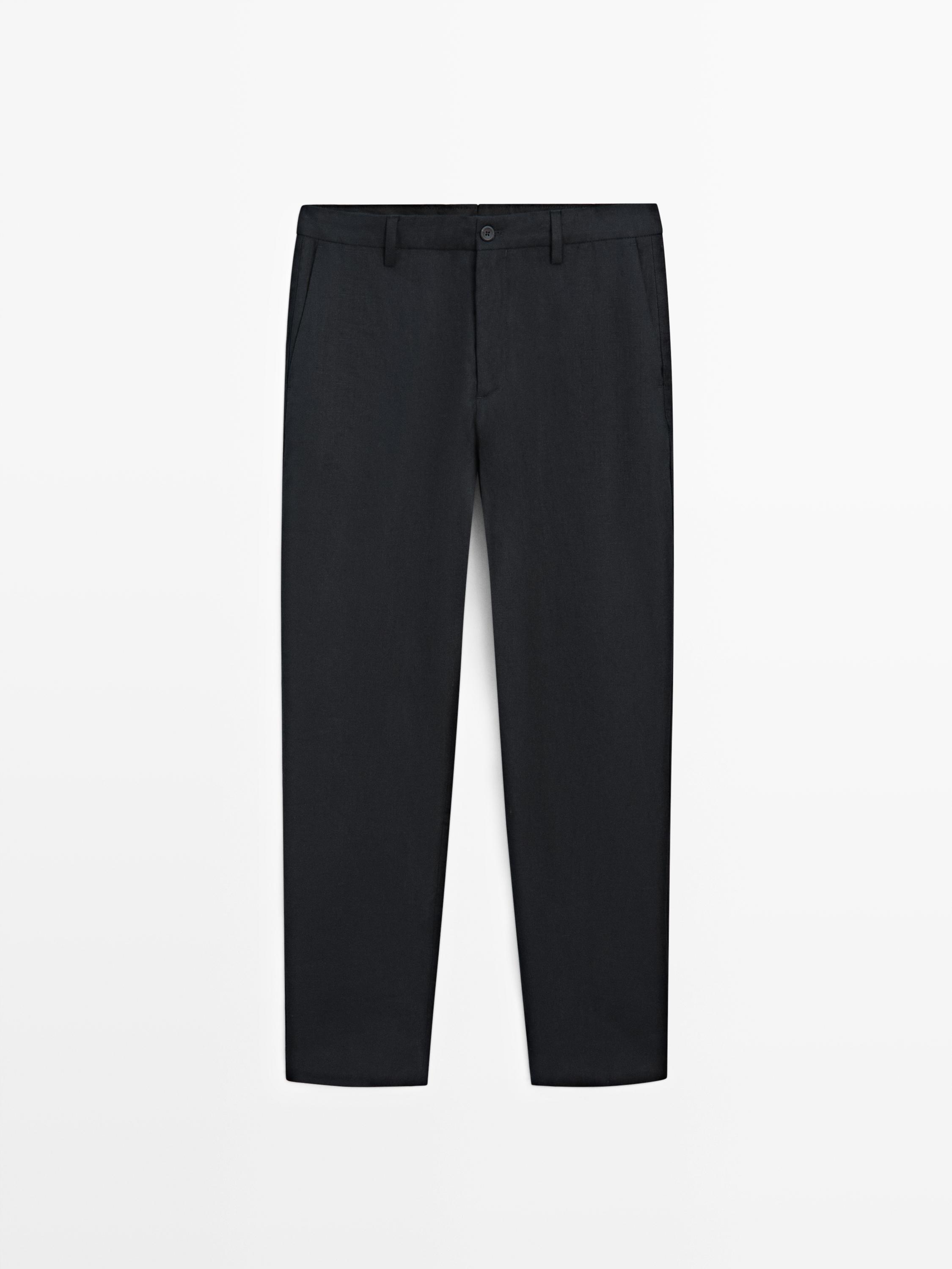 Linen suit trousers — NAVY BLUE