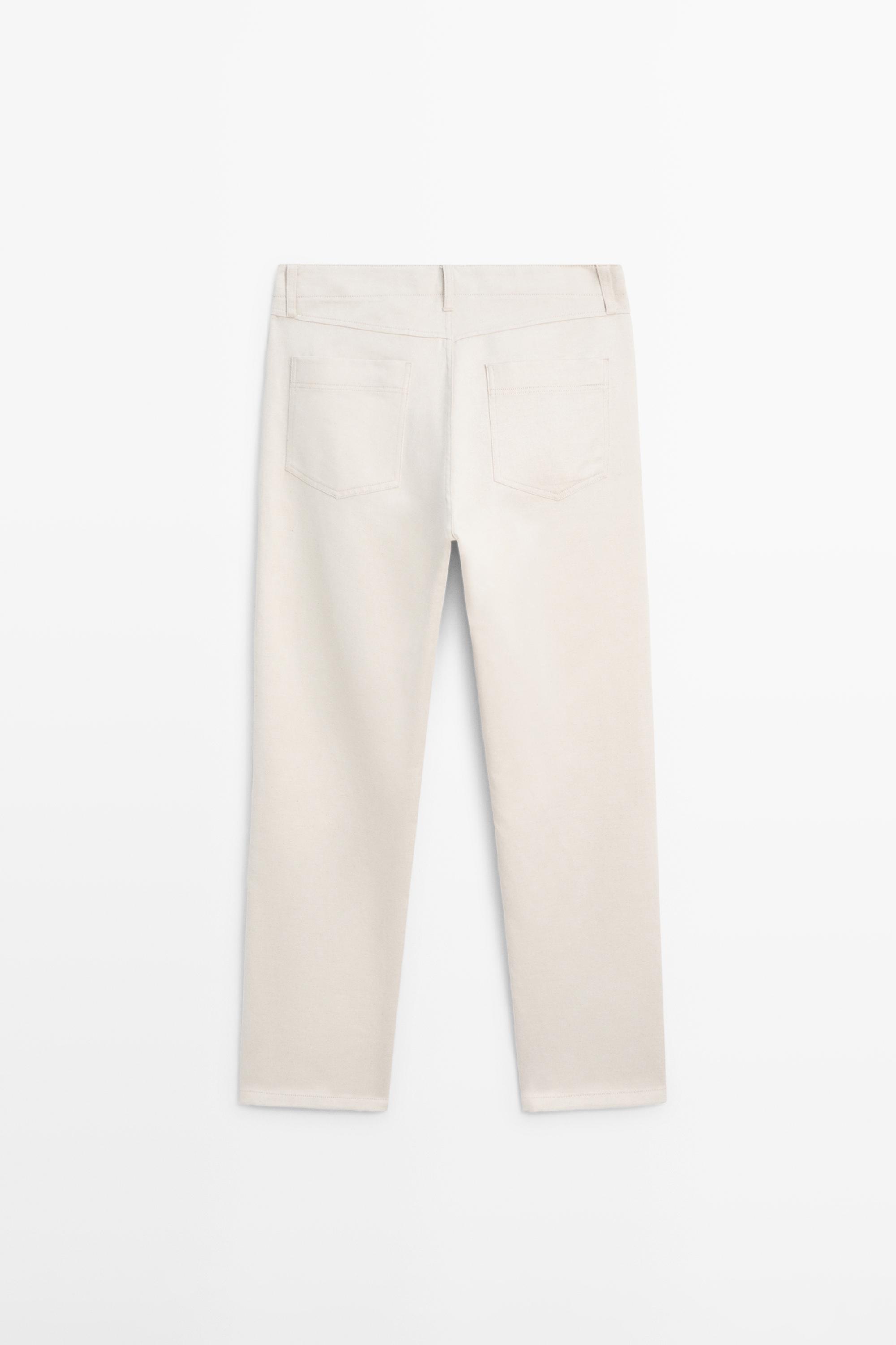 Cotton and linen tapered fit jeans — CREAM