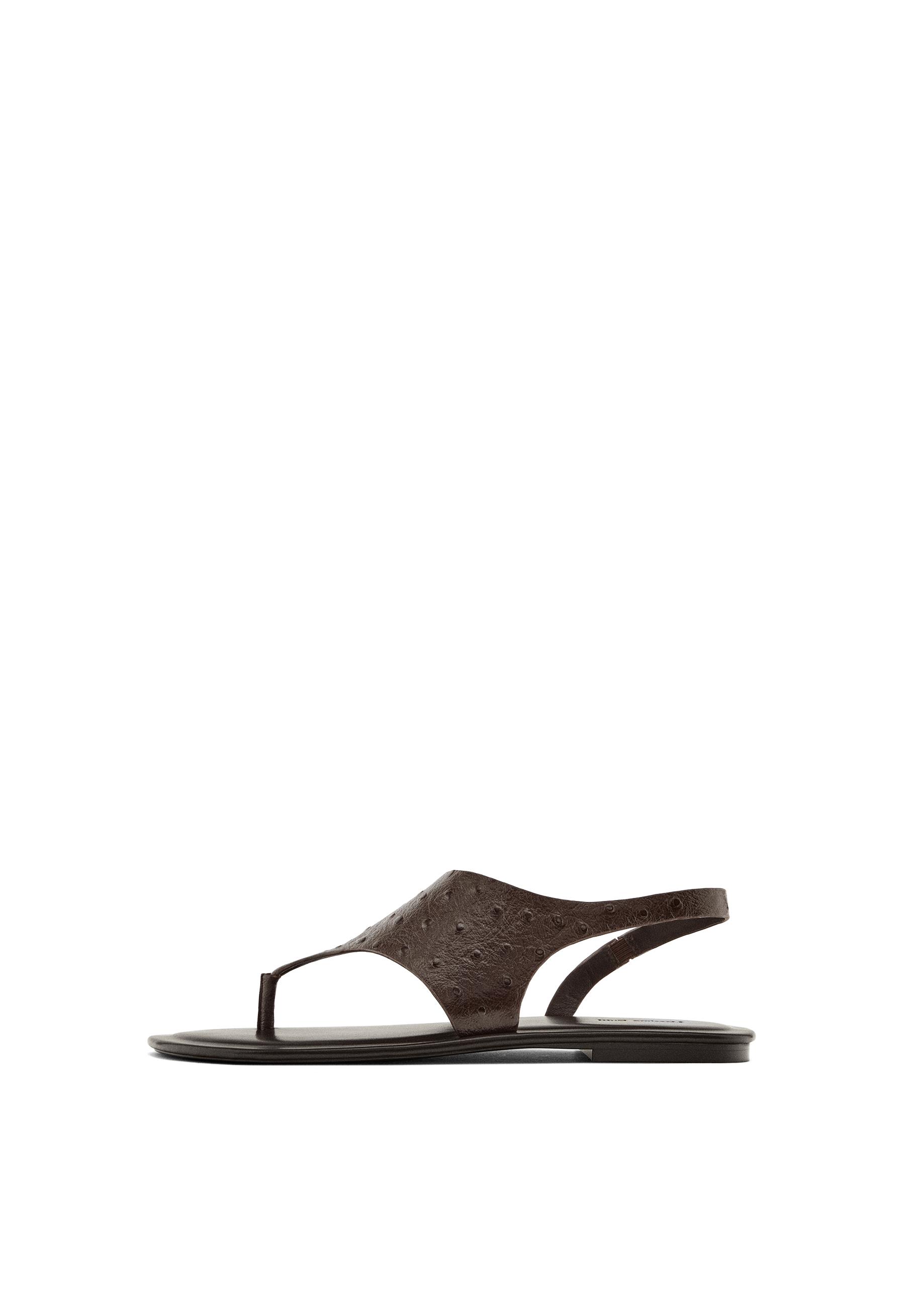 Embossed animal print sandals — BROWN