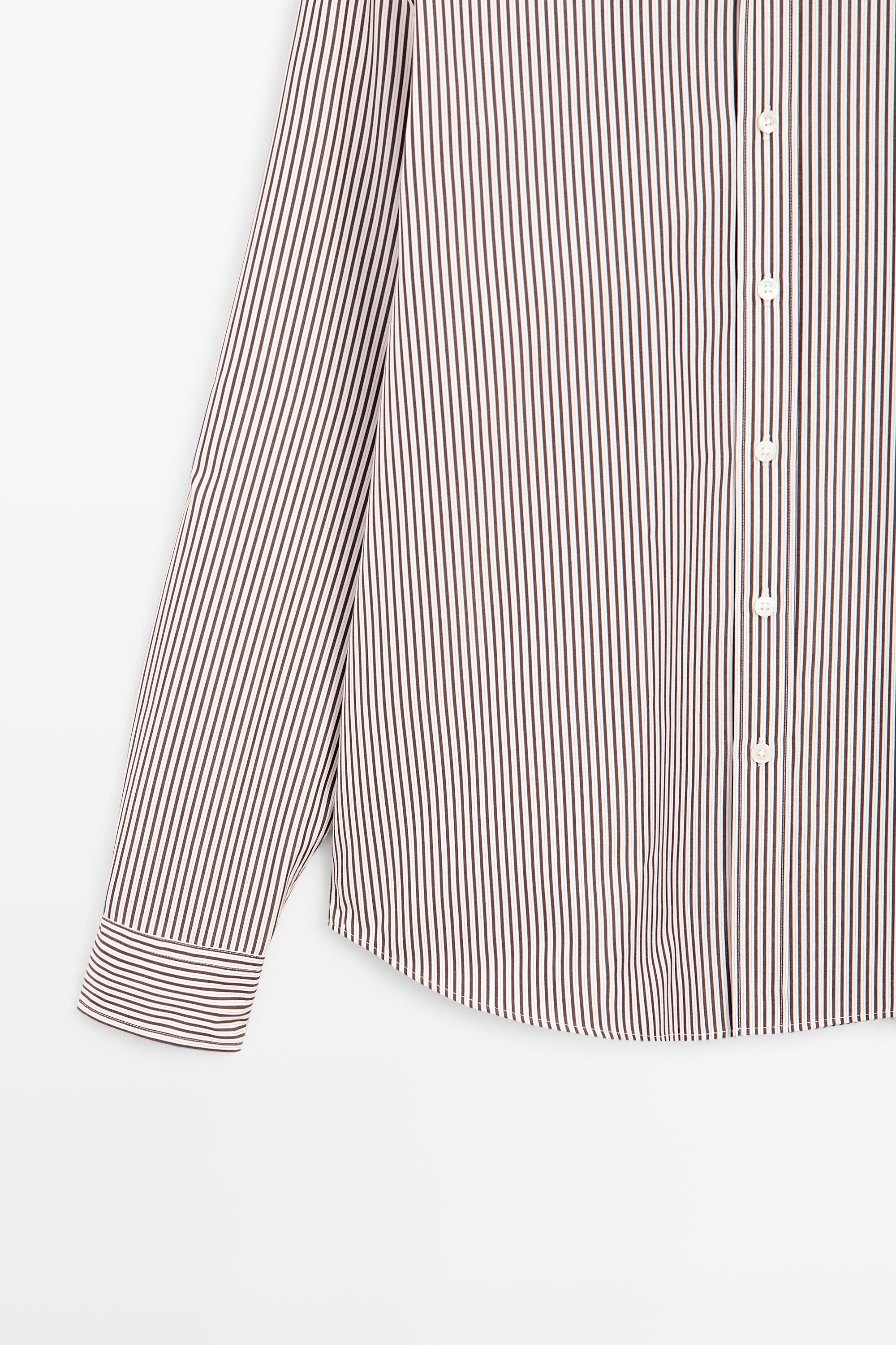 100% cotton regular fit striped shirt — GREEN