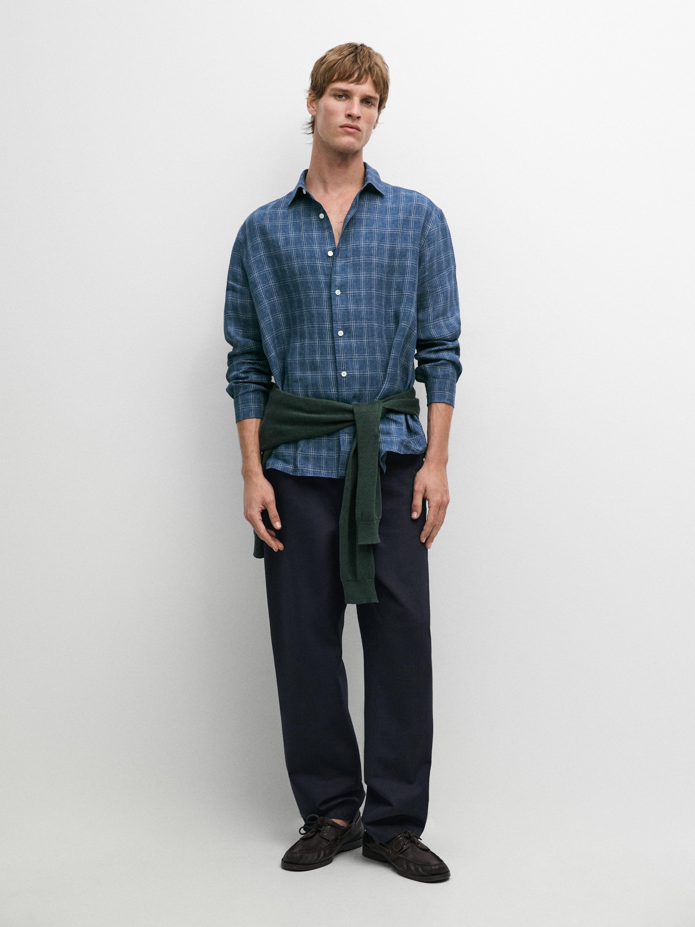 100% linen check shirt
