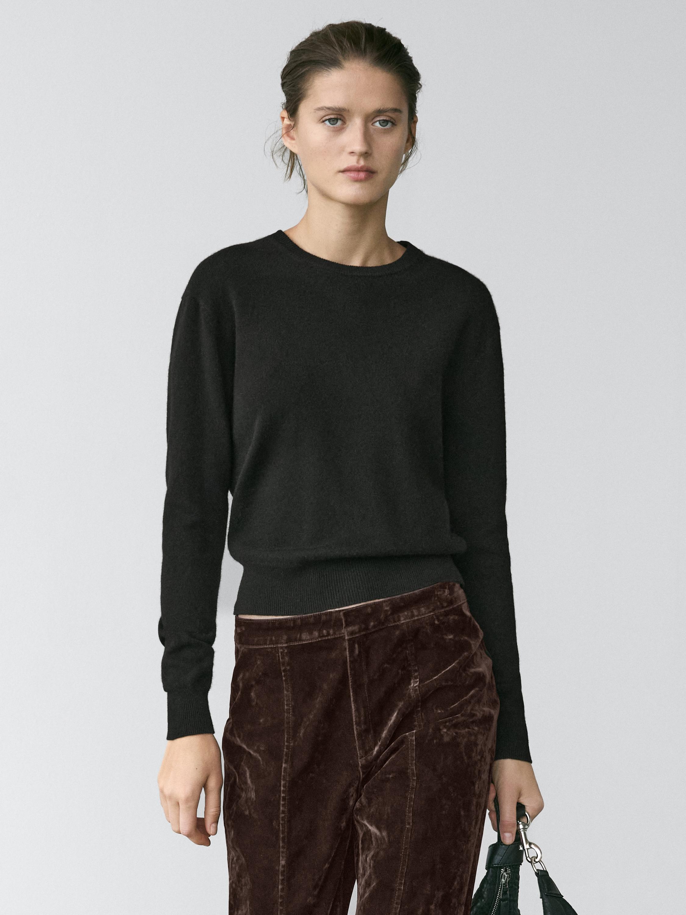 Pull à col rond en maille de laine mélangée