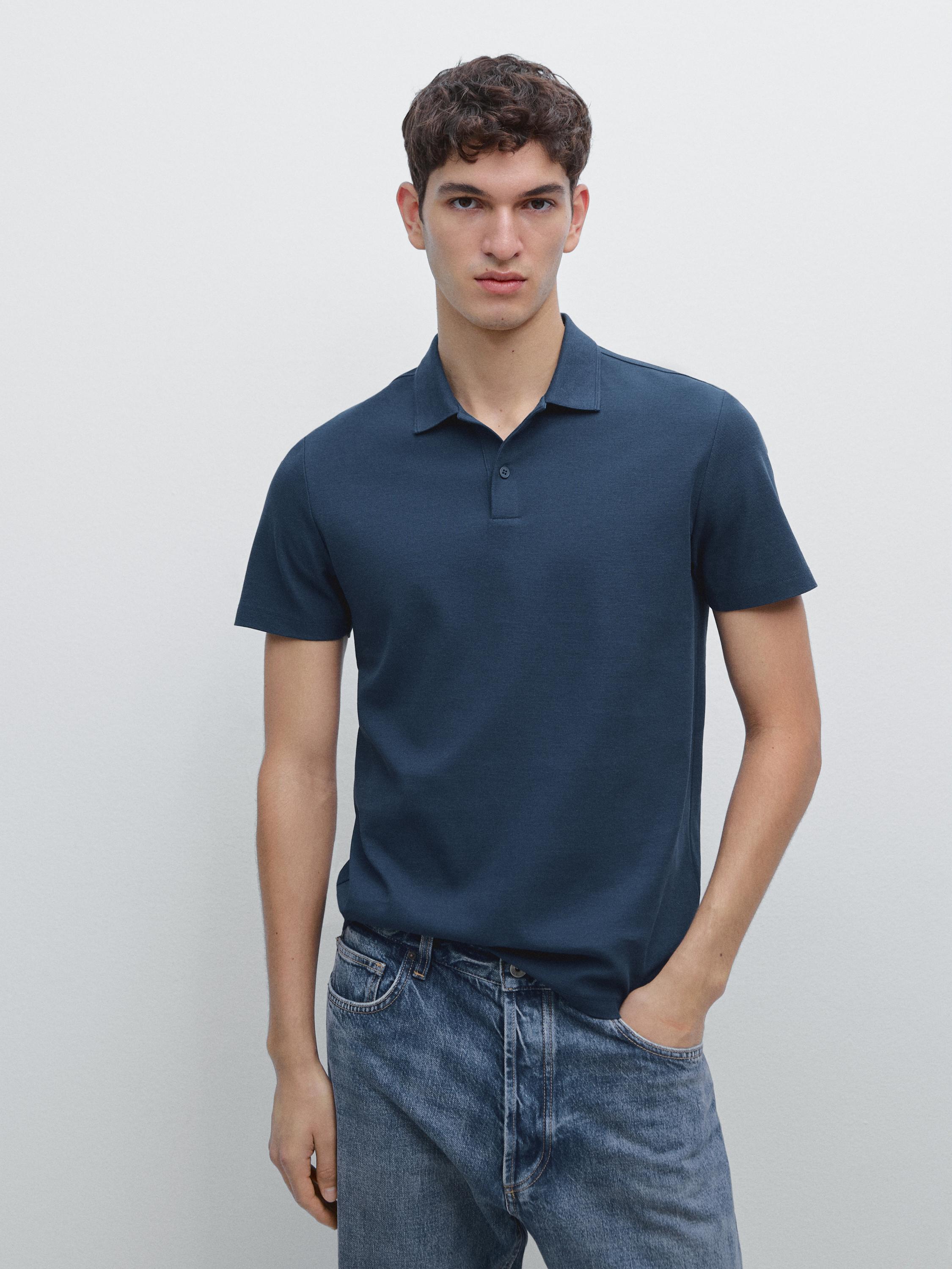 100% cotton textured knit polo shirt
