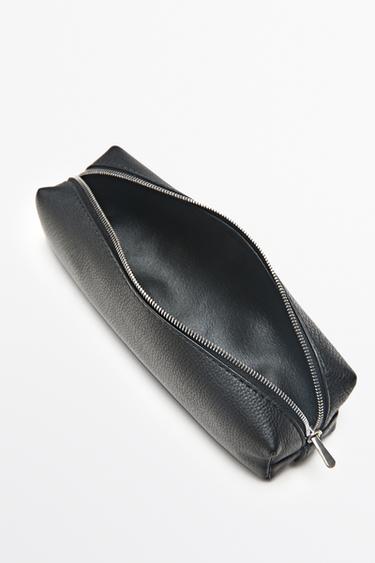 Nappa leather zip pouch — BLACK 3