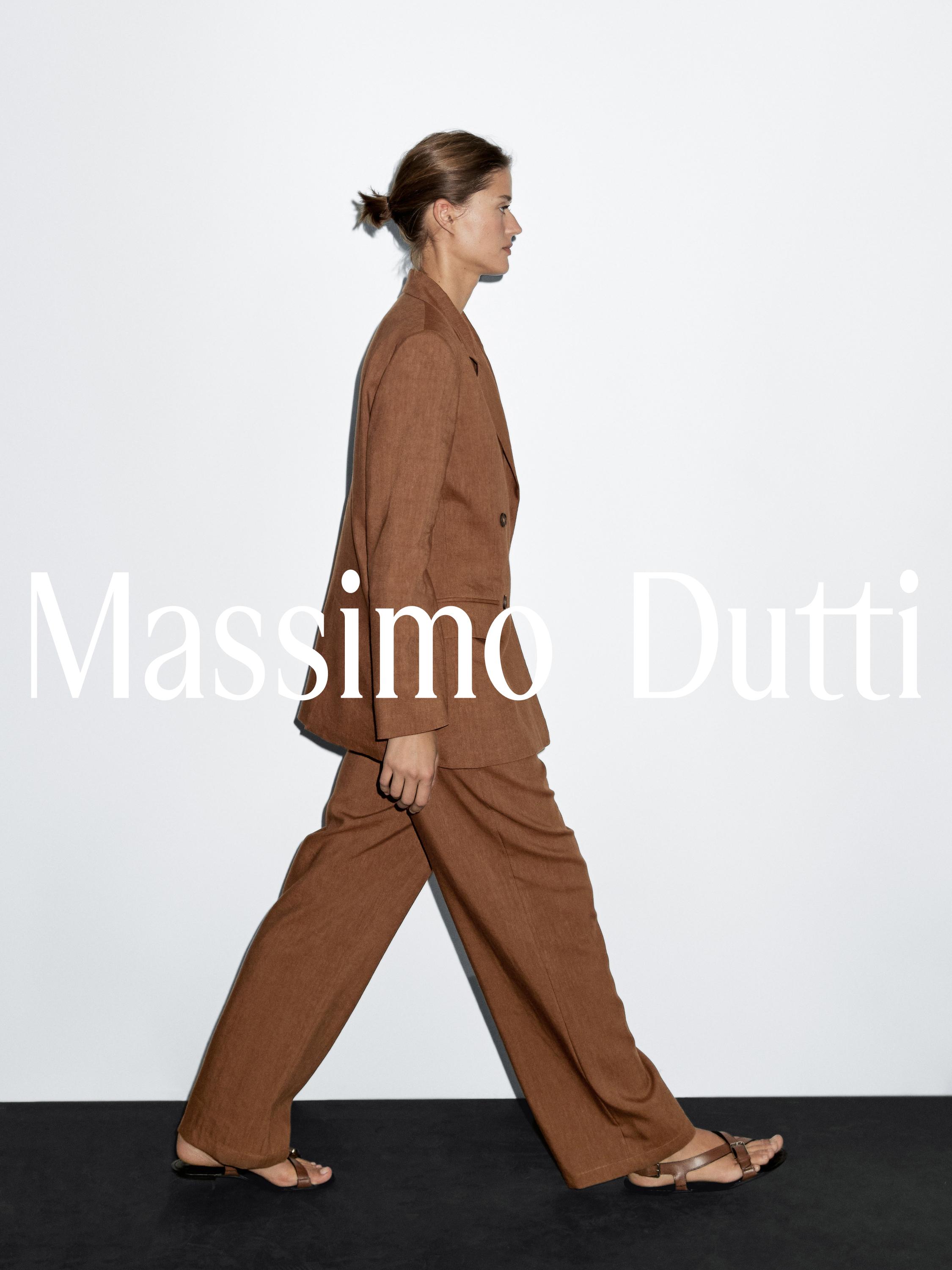 Linen blend wide-leg trousers